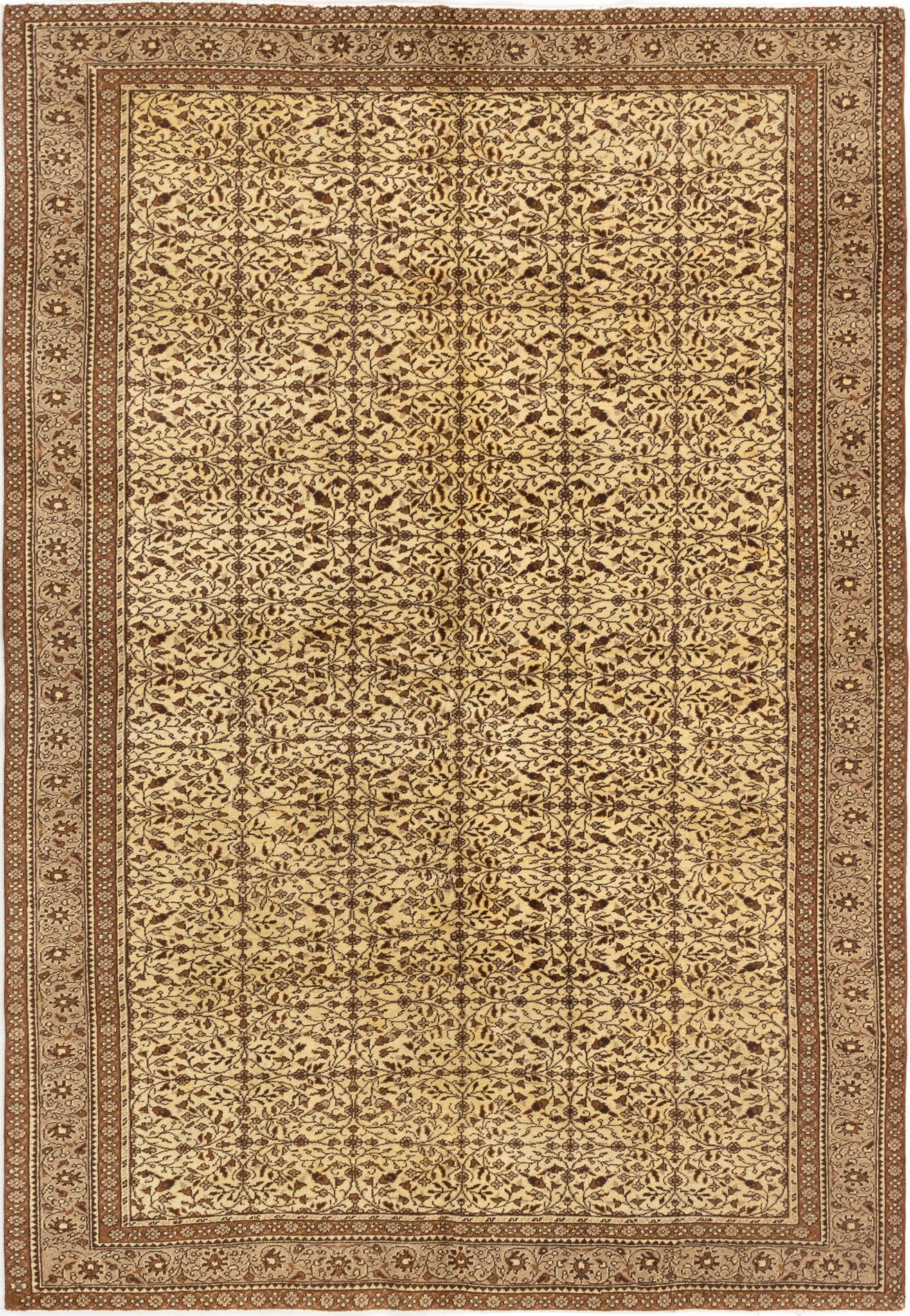 Hand-knotted Keisari Vintage Cream Wool Rug 6'2" x 9'1" Size: 6'2" x 9'1"  