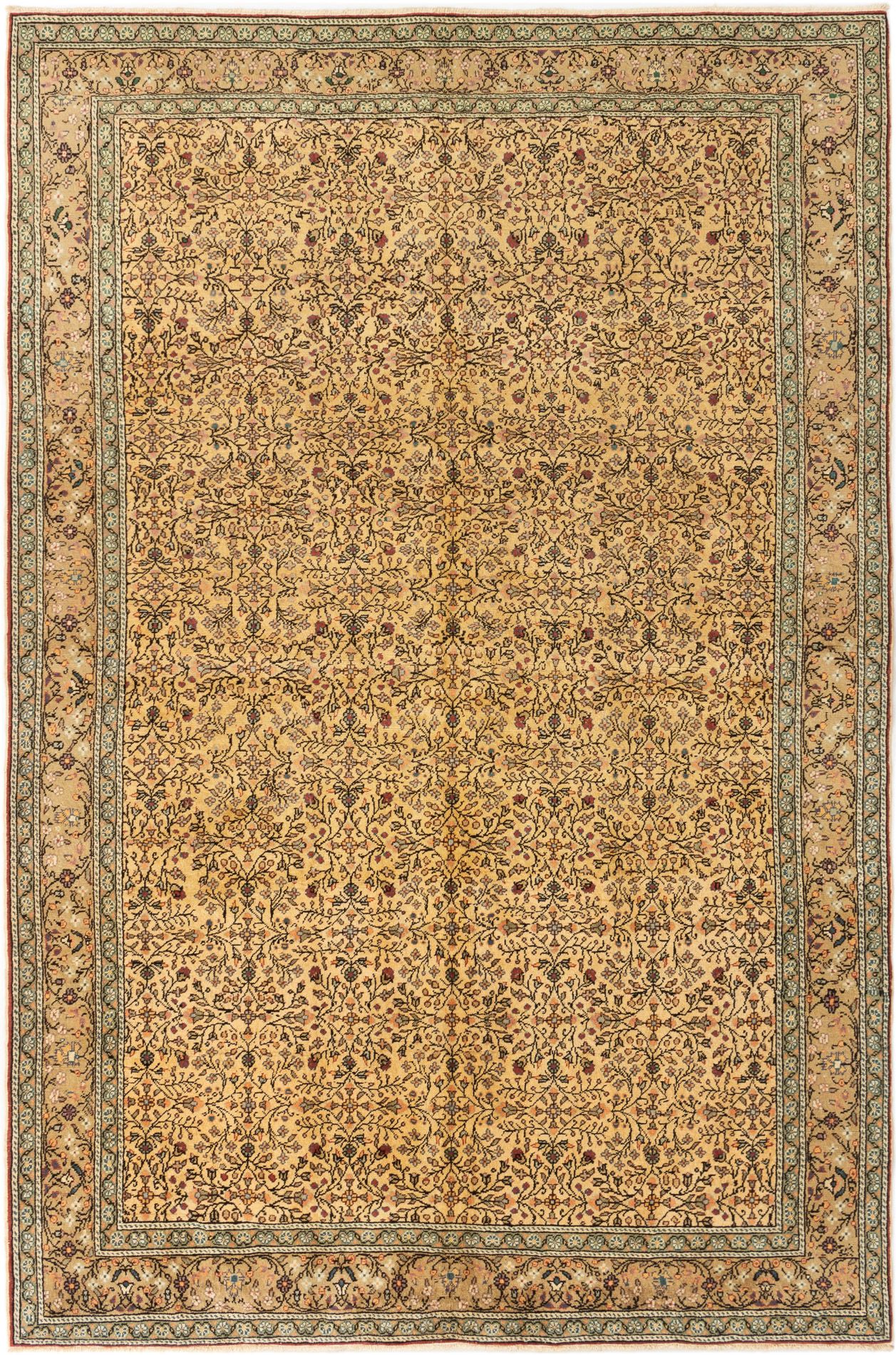 Hand-knotted Keisari Vintage Ivory Wool Rug 6'7" x 9'8" Size: 6'7" x 9'8"  