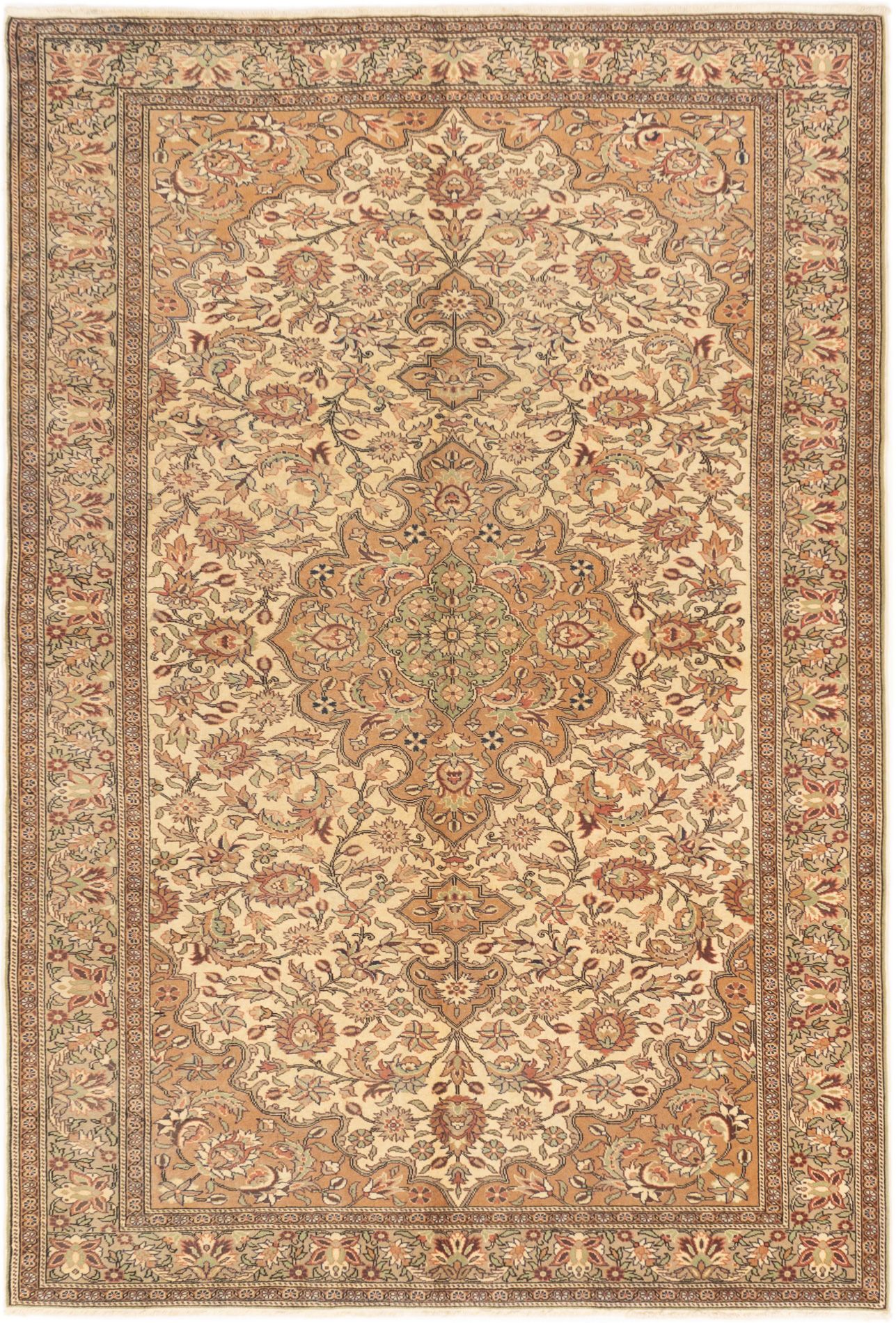 Hand-knotted Keisari Cream Wool Rug 6'8" x 9'9" Size: 6'8" x 9'9"  