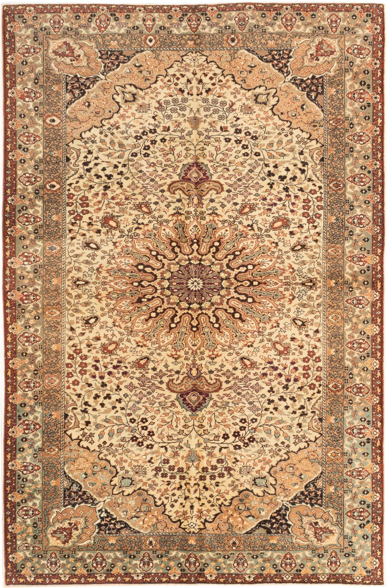 Hand-knotted Anatolian Vintage Cream Wool Rug 6'8" x 10'0" Size: 6'8" x 10'0"  