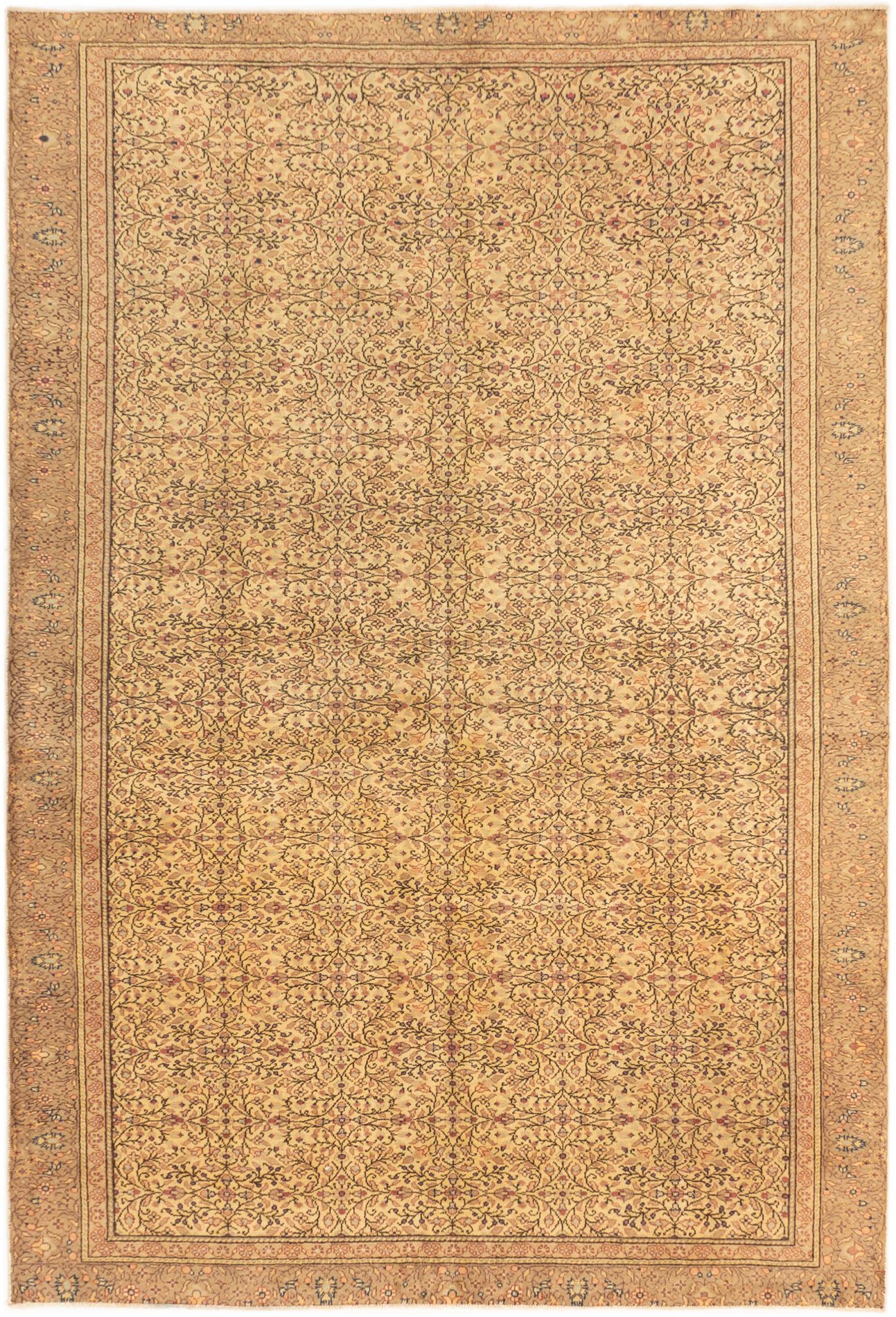 Hand-knotted Keisari Vintage Ivory Wool Rug 6'1" x 8'11" Size: 6'1" x 8'11"  