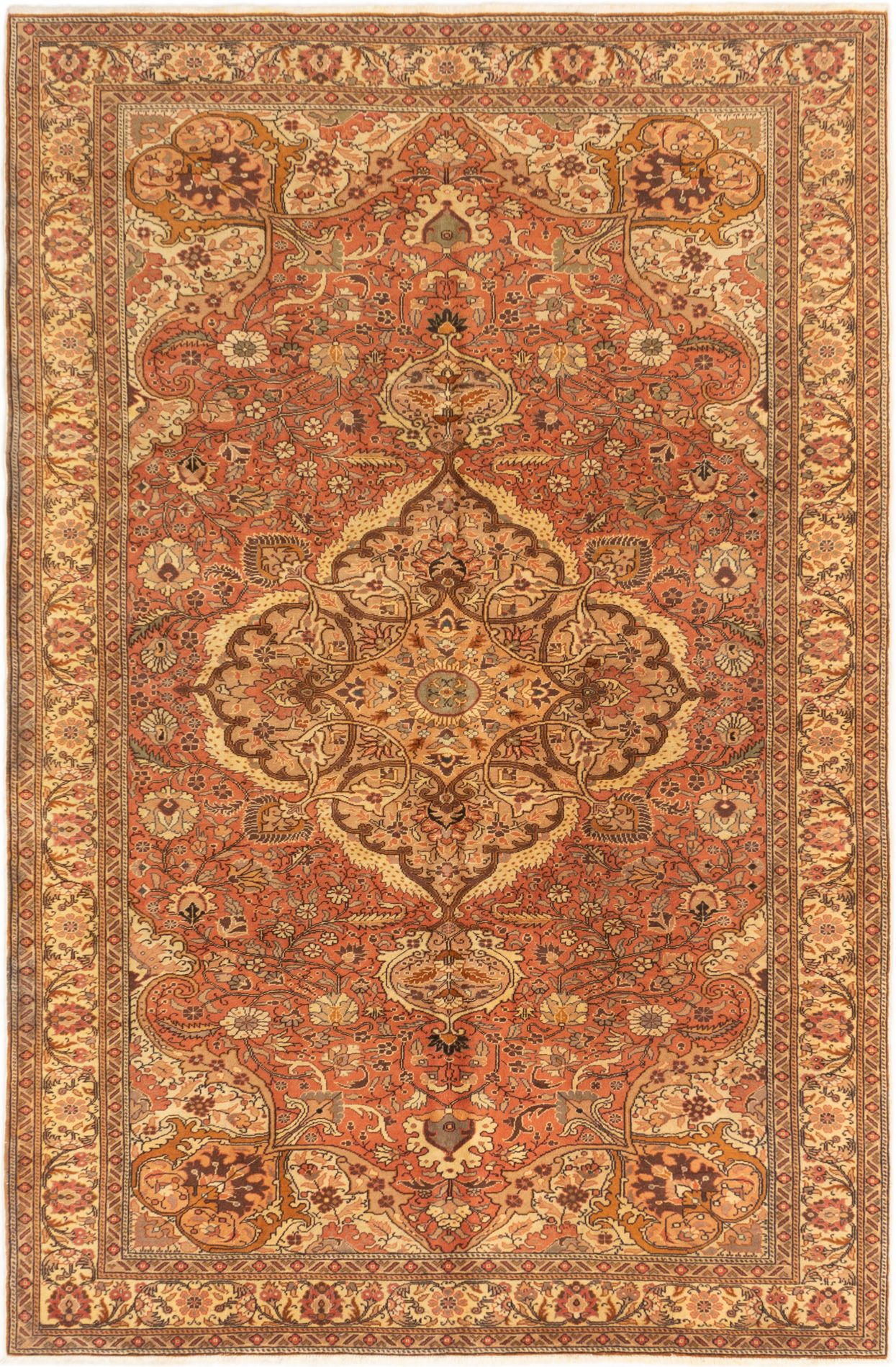 Hand-knotted Hereke Copper Wool Rug 6'5" x 9'11" Size: 6'5" x 9'11"  