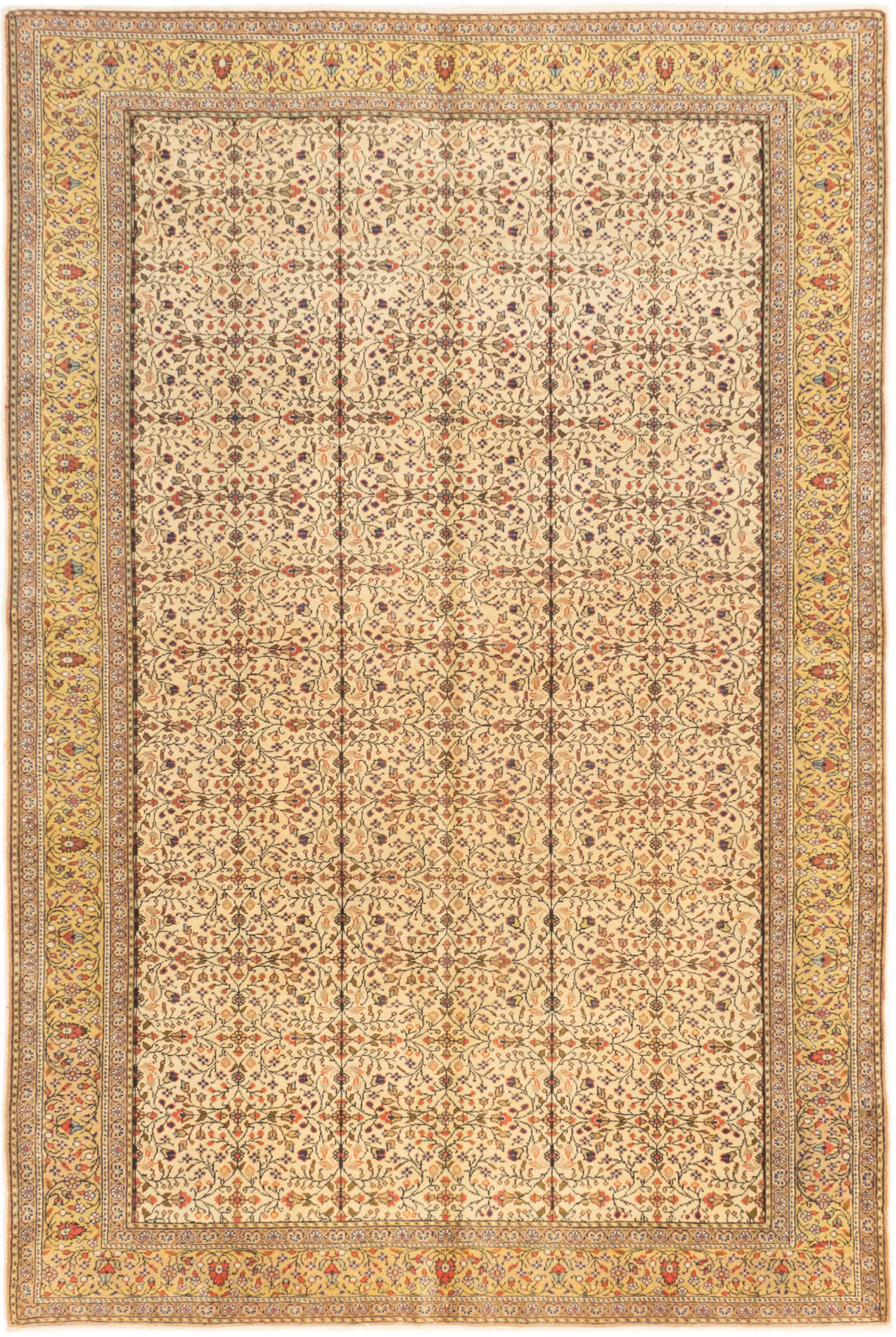 Hand-knotted Keisari Cream Wool Rug 6'6" x 9'6" Size: 6'6" x 9'6"  