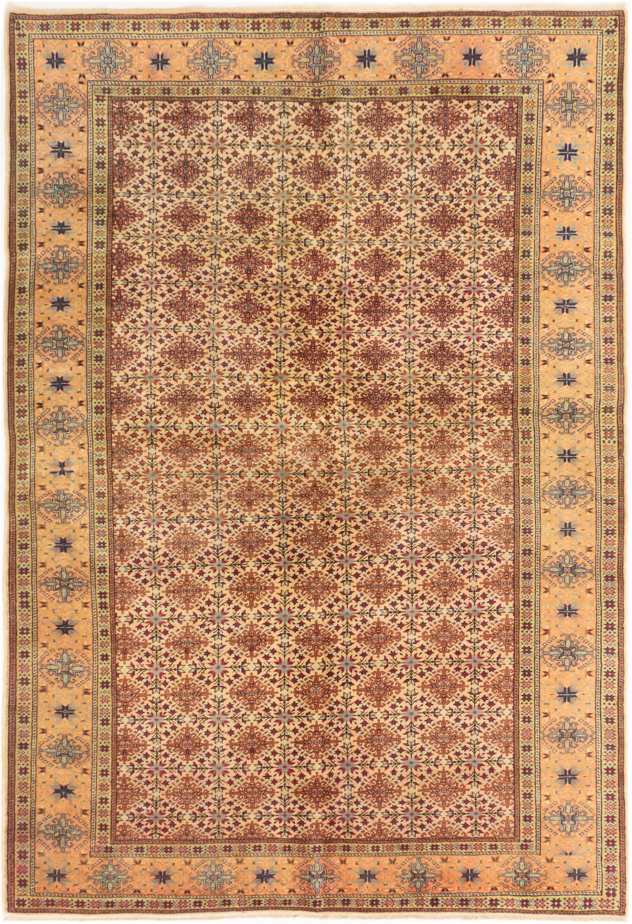 Hand-knotted Keisari Cream Wool Rug 6'5" x 9'5"  Size: 6'5" x 9'5"  