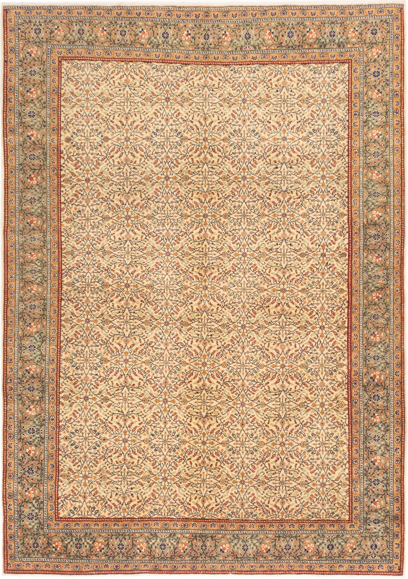 Hand-knotted Keisari Cream Wool Rug 6'9" x 9'7" Size: 6'9" x 9'7"  