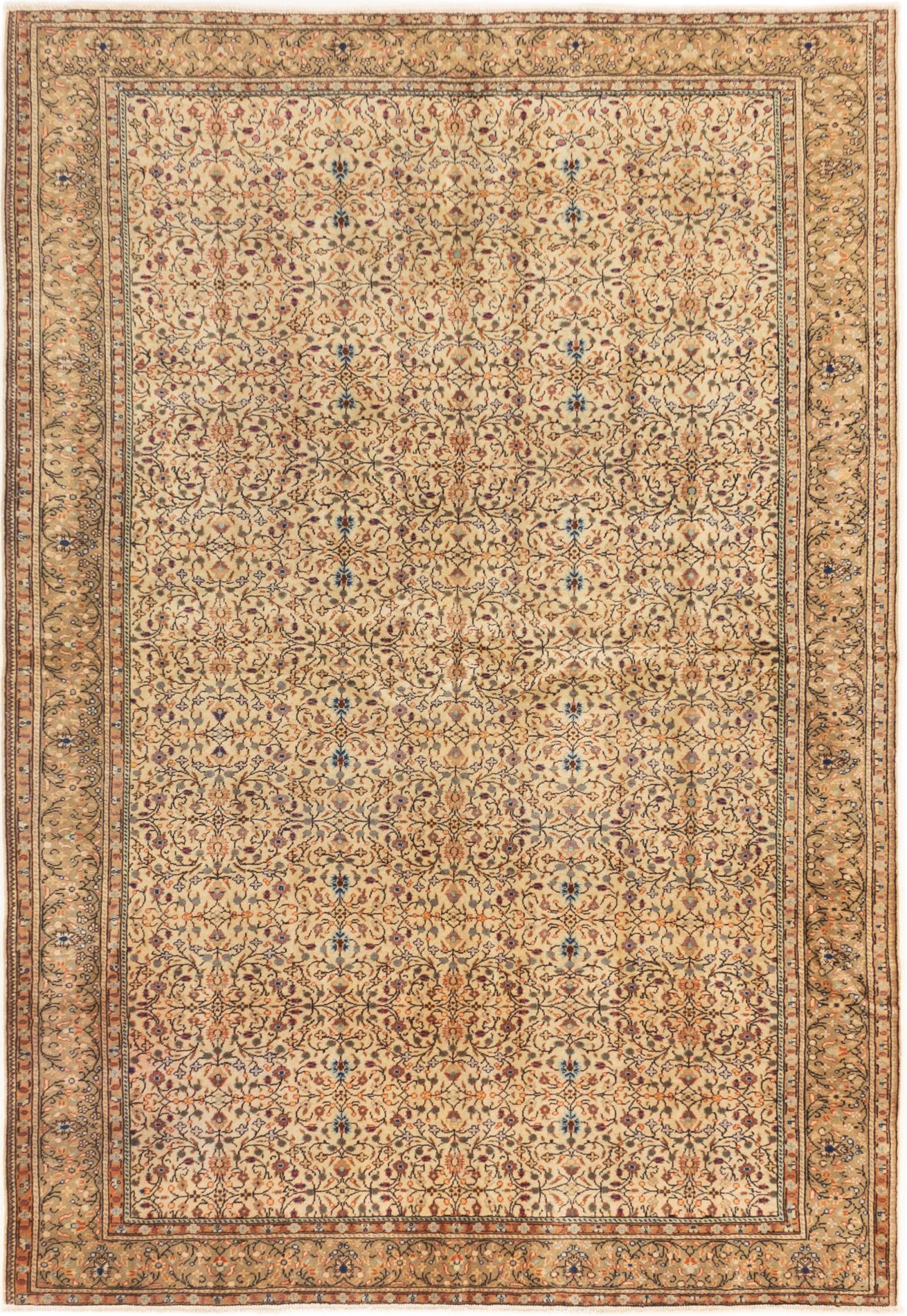 Hand-knotted Keisari Vintage Cream Wool Rug 6'8" x 9'5"  Size: 6'8" x 9'5"  