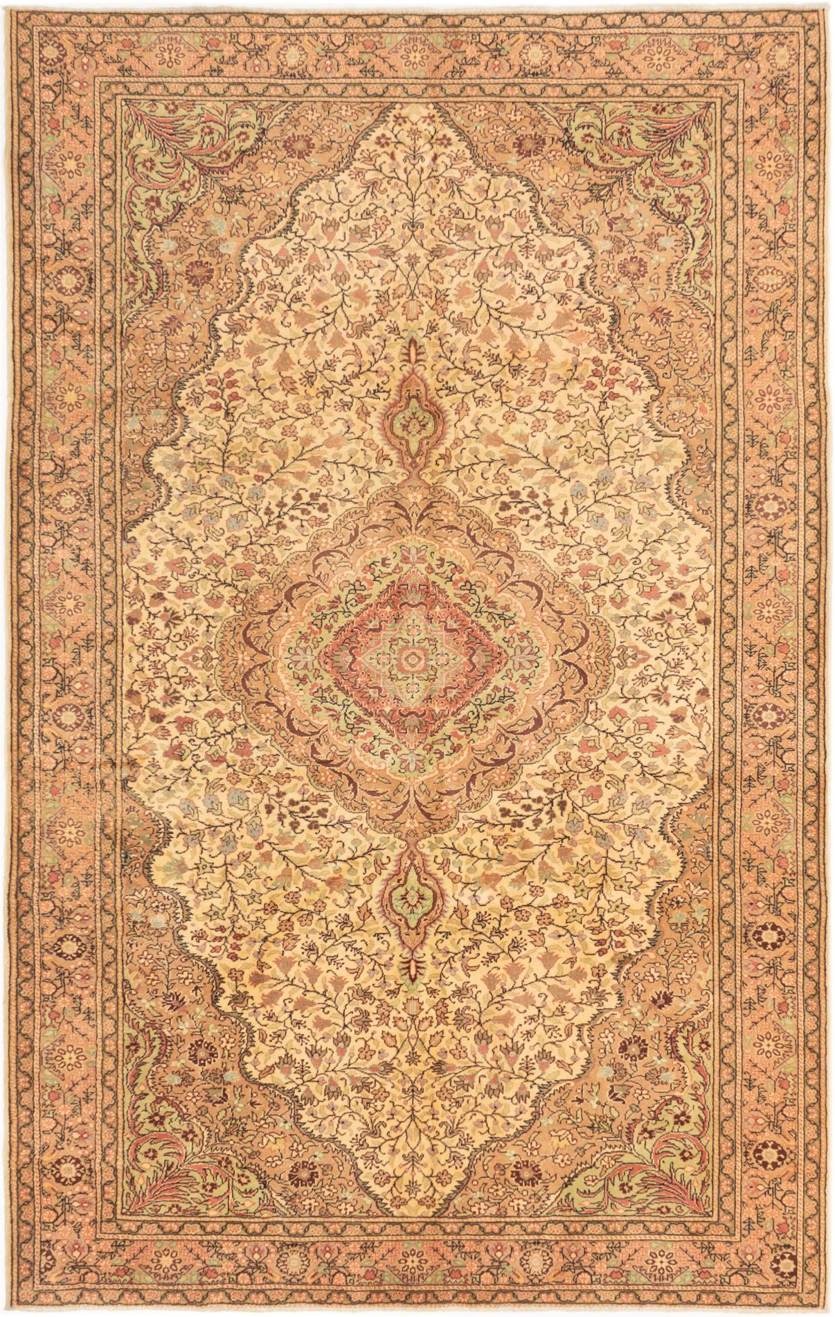 Hand-knotted Anatolian Vintage Ivory Wool Rug 6'6" x 10'3" Size: 6'6" x 10'3"  