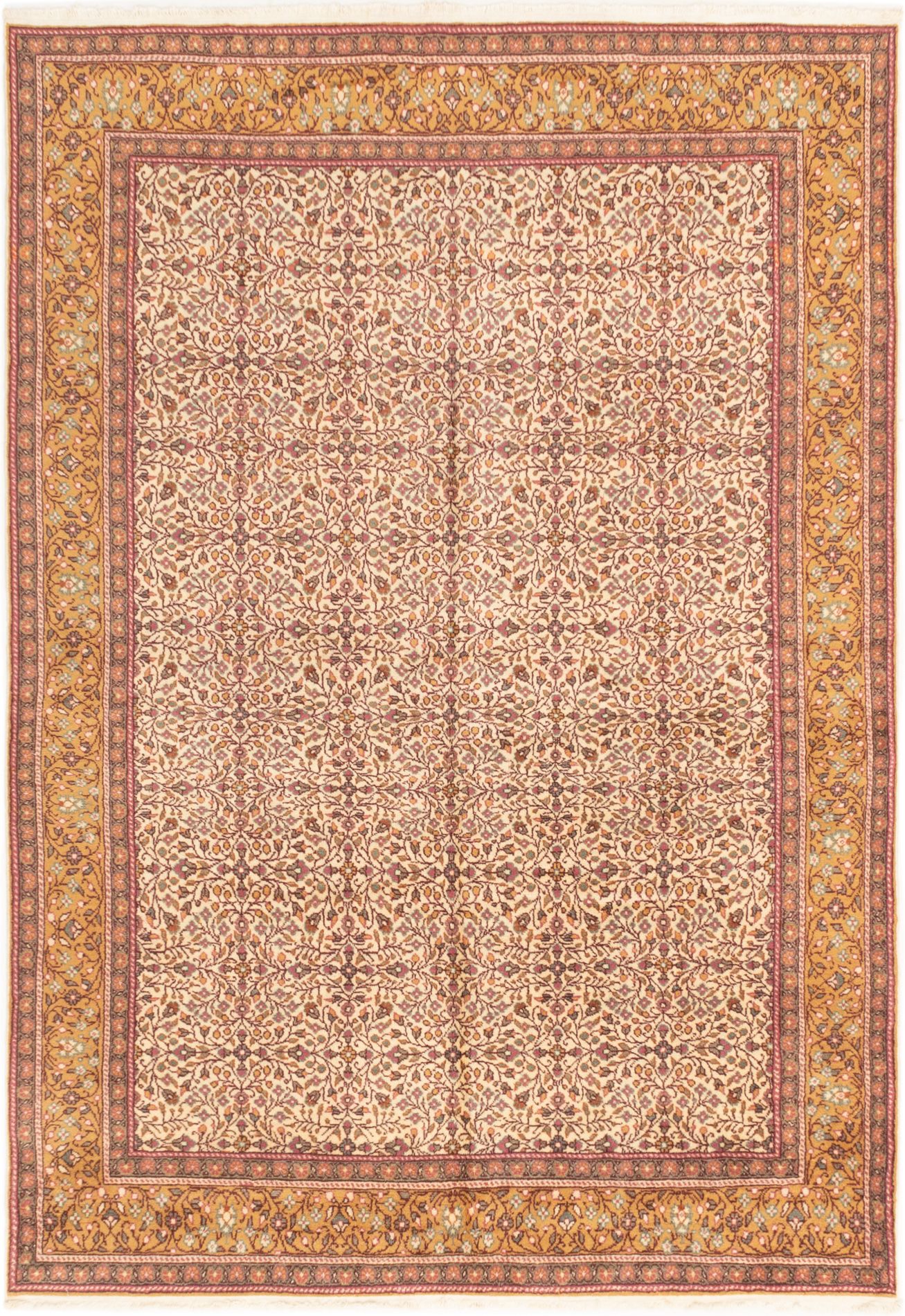 Hand-knotted Keisari Cream Wool Rug 6'7" x 9'5" Size: 6'7" x 9'5"  