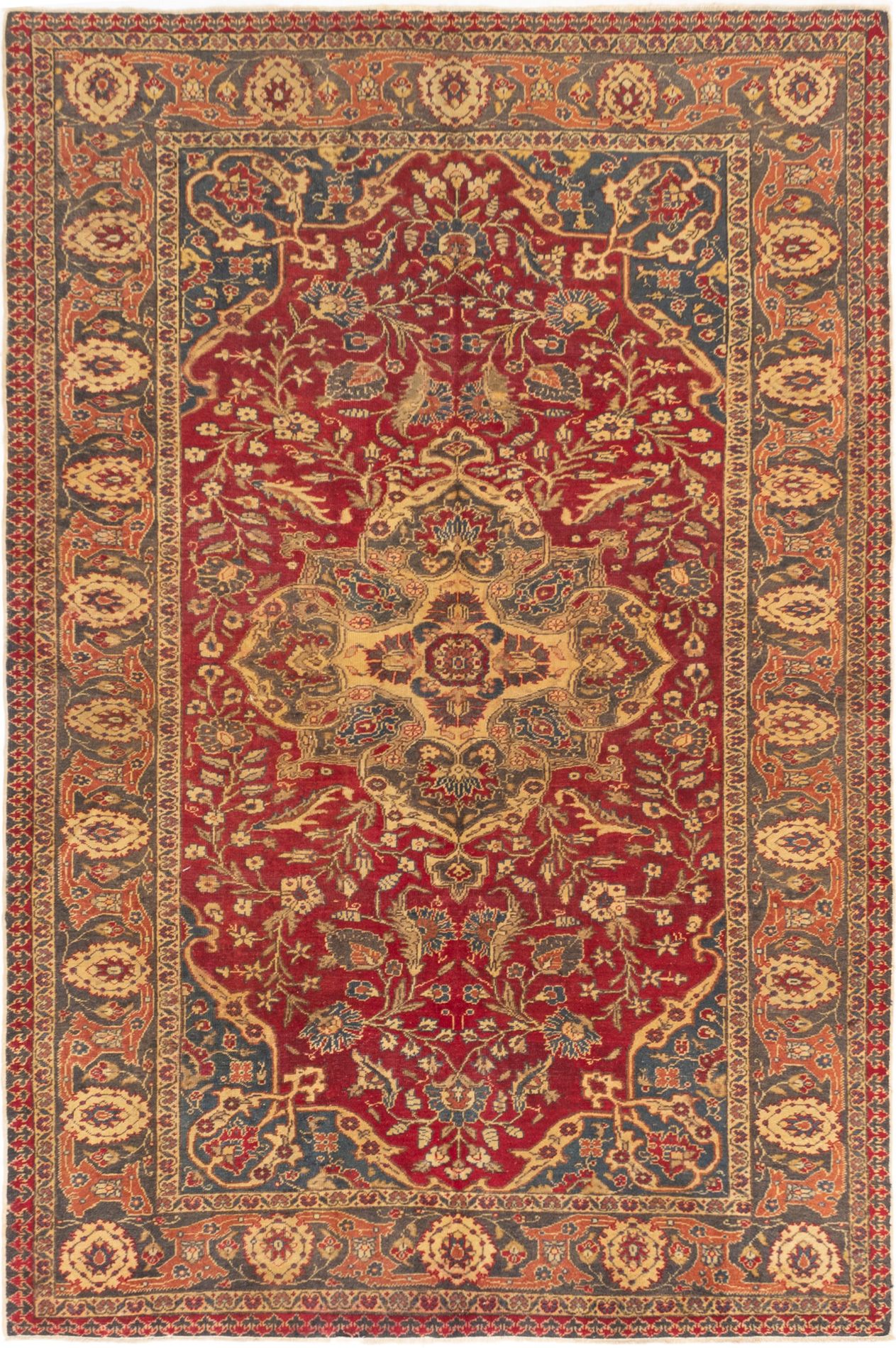 Hand-knotted Anatolian Vintage Dark Red Wool Rug 6'7" x 9'6" Size: 6'7" x 9'6"  