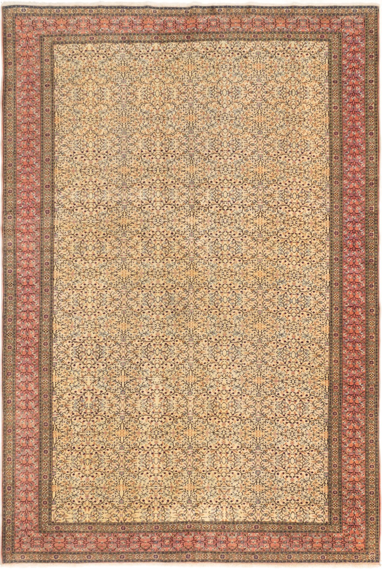 Hand-knotted Keisari Cream Wool Rug 6'6" x 9'5" Size: 6'6" x 9'5"  