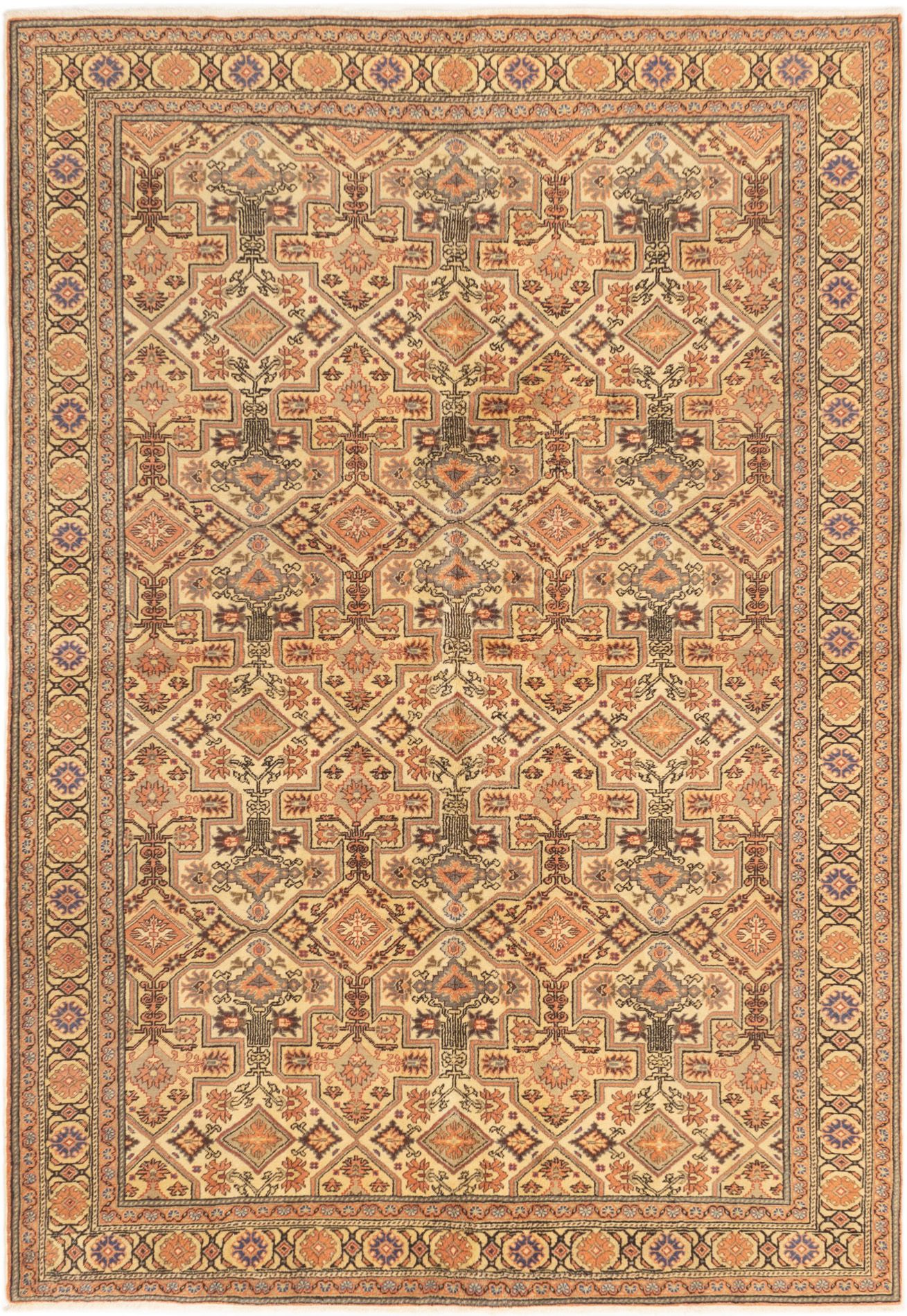 Hand-knotted Keisari Copper, Cream Wool Rug 6'8" x 9'8" Size: 6'8" x 9'8"  