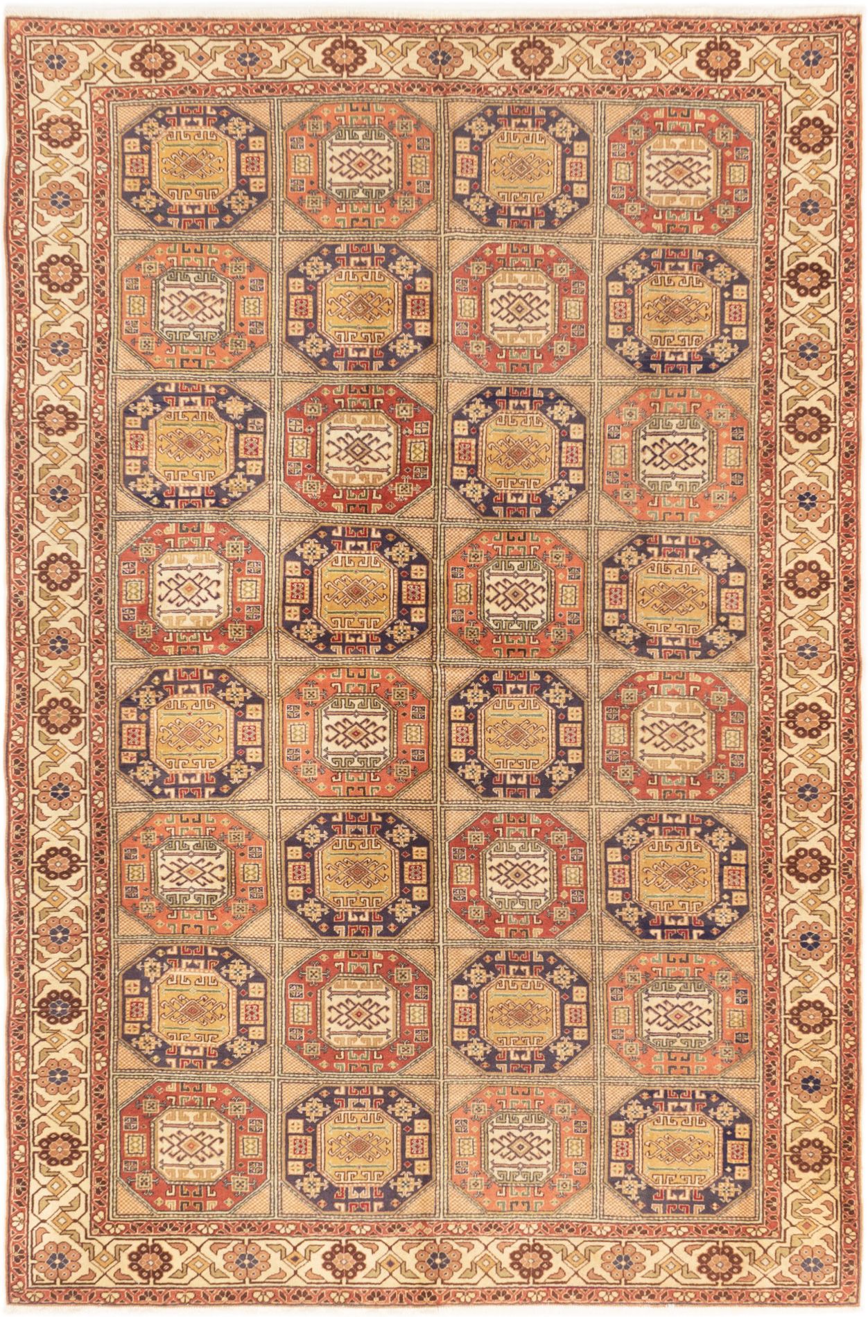 Hand-knotted Keisari Tan Wool Rug 6'6" x 9'8" Size: 6'6" x 9'8"  