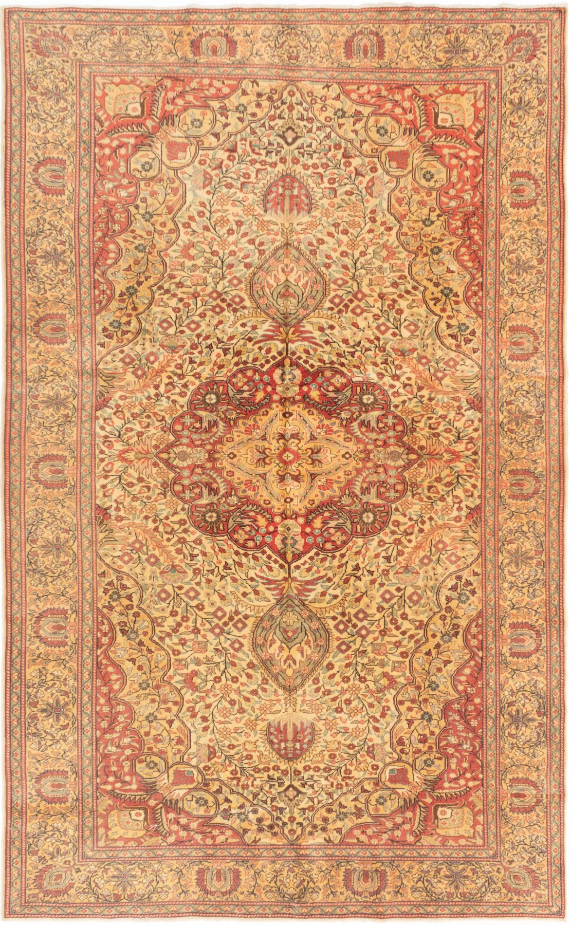 Hand-knotted Keisari Cream Wool Rug 6'4" x 10'1" Size: 6'4" x 10'1"  