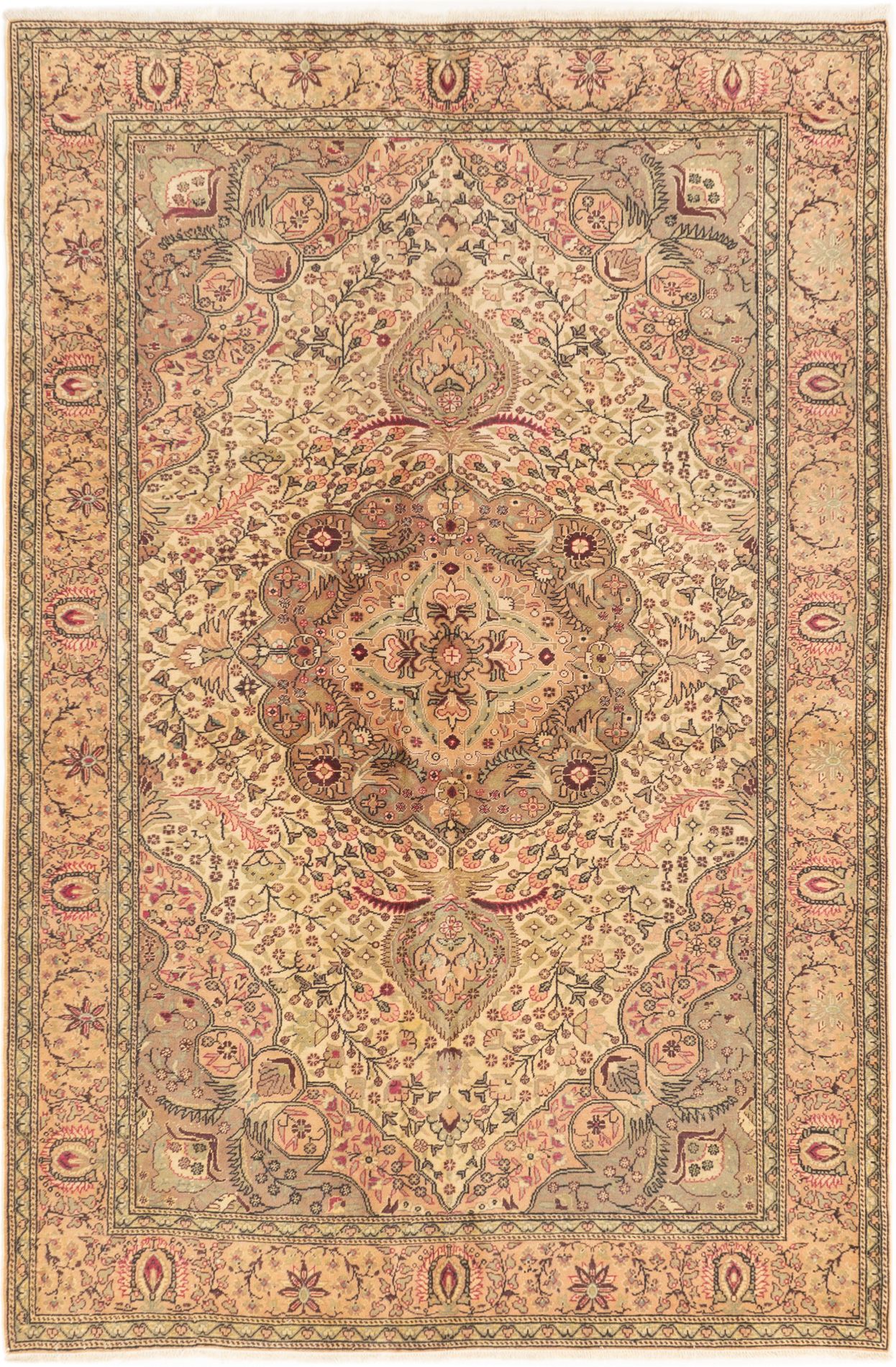 Hand-knotted Keisari Cream Wool Rug 6'5" x 10'0"  Size: 6'5" x 10'0"  