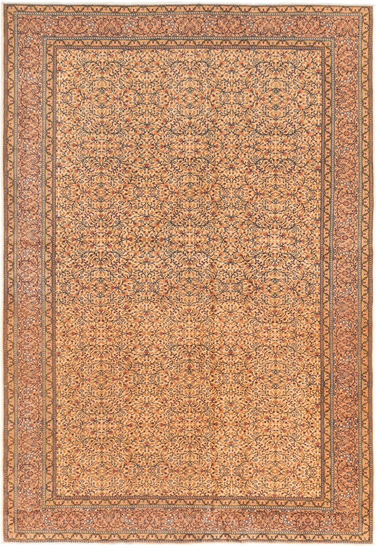 Hand-knotted Keisari Ivory Wool Rug 6'7" x 9'5" Size: 6'7" x 9'5"  