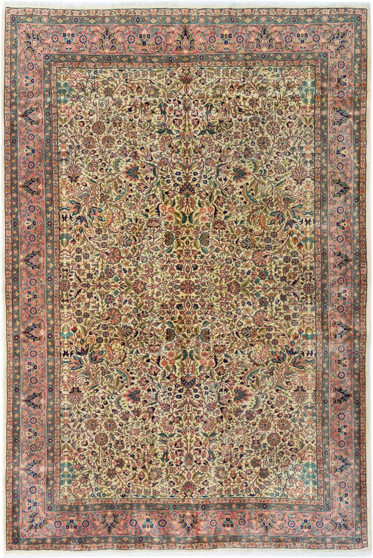 Hand-knotted Keisari Cream Wool Rug 7'0" x 10'3" Size: 7'0" x 10'3"  