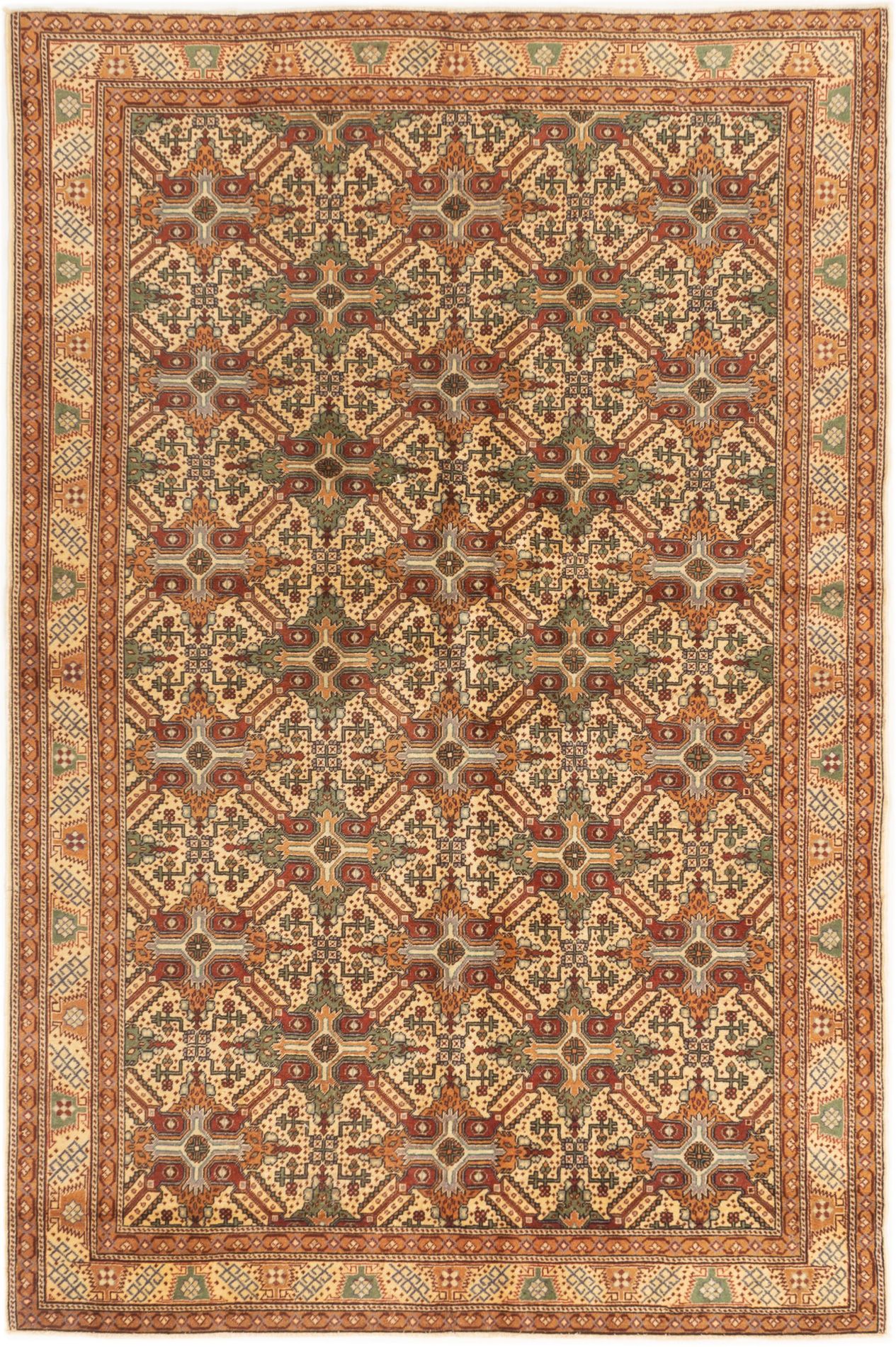Hand-knotted Keisari Vintage Cream Wool Rug 6'5" x 9'6" Size: 6'5" x 9'6"  