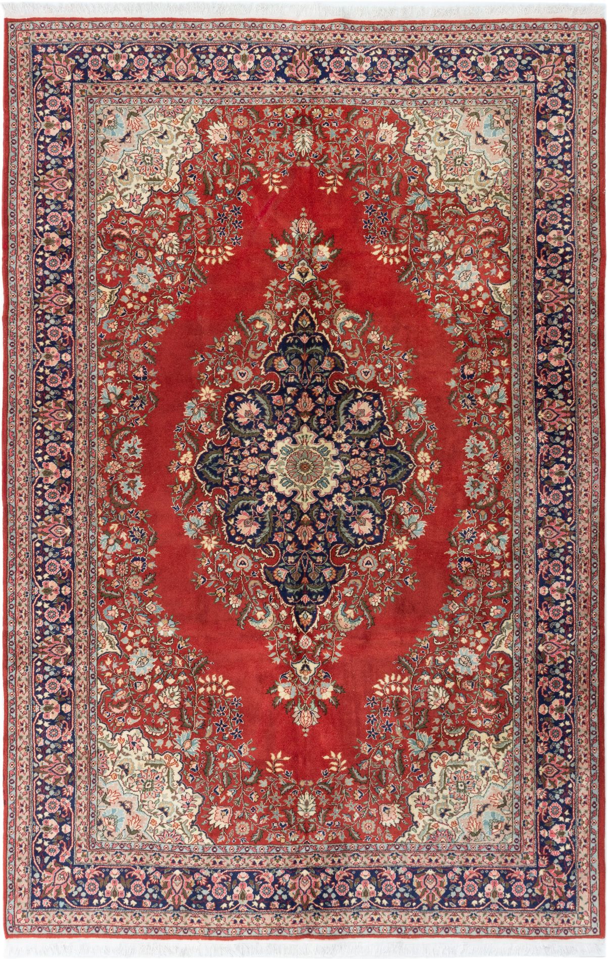 Hand-knotted Hereke Red Wool Rug 6'11" x 10'11" Size: 6'11" x 10'11"  