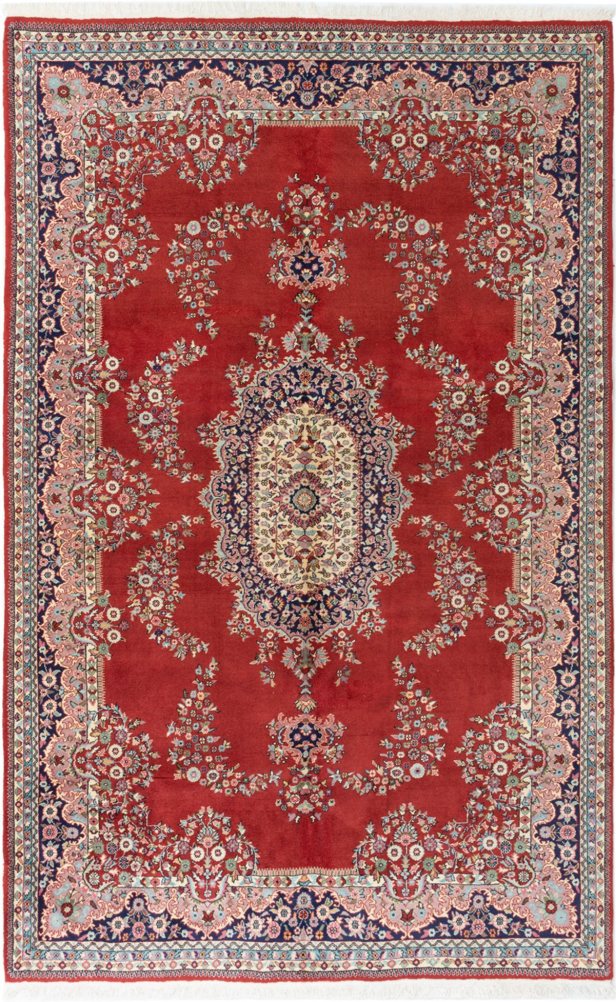 Hand-knotted Anatolian Red Wool Rug 6'7" x 10'6" Size: 6'7" x 10'6"  