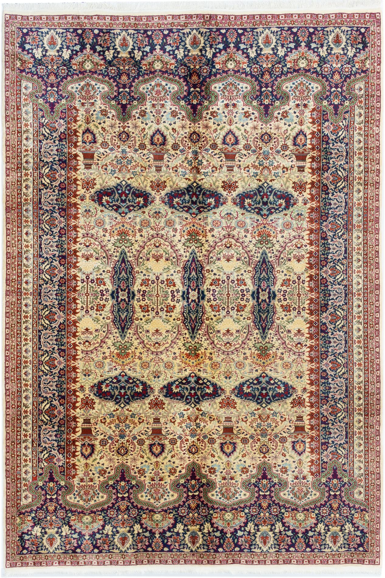 Hand-knotted Keisari Cream Wool Rug 6'9" x 9'10" Size: 6'9" x 9'10"  