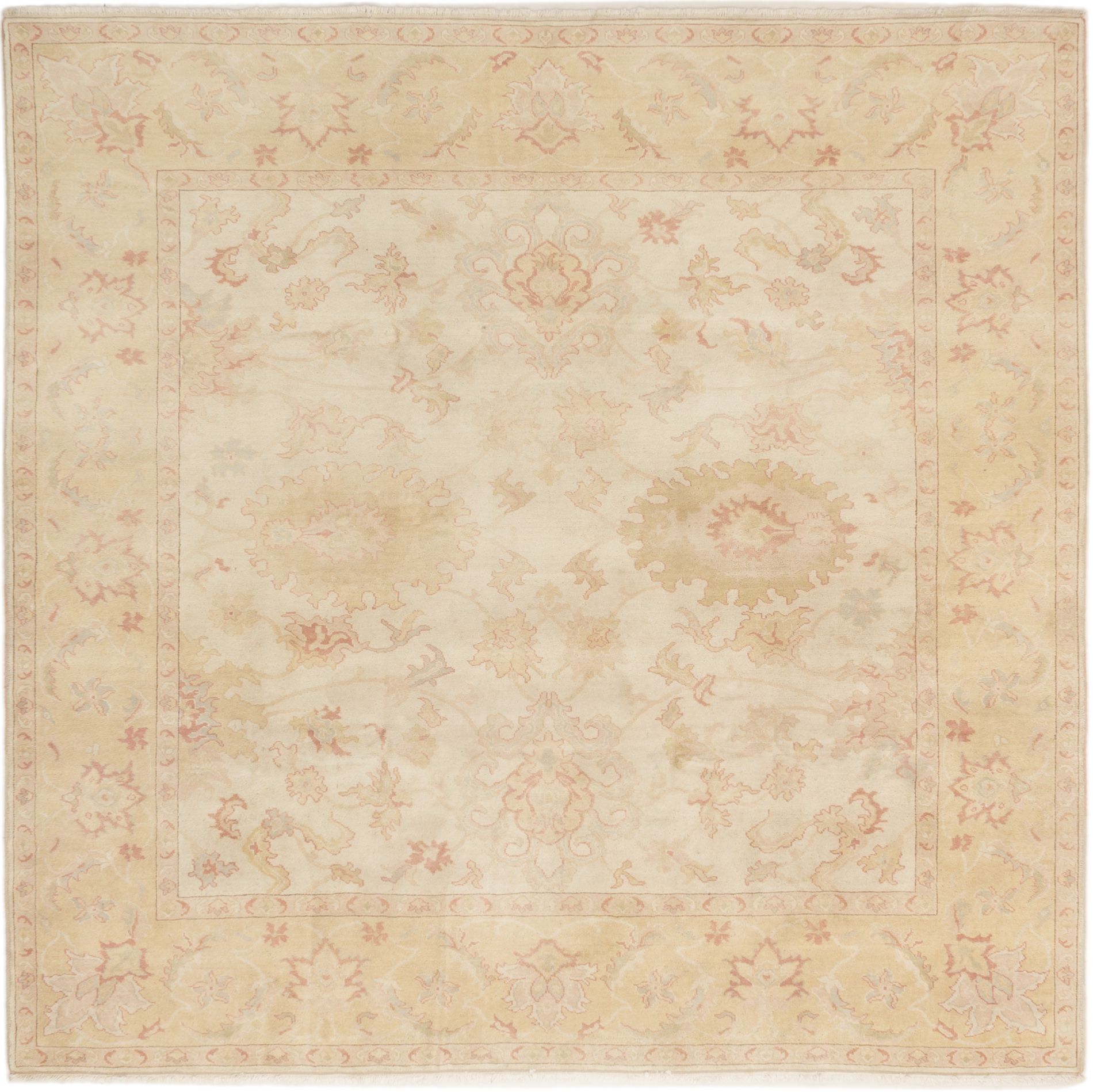 Hand-knotted Authentic Ushak Cream Wool Rug 8'3" x 8'0" Size: 8'3" x 8'0"  