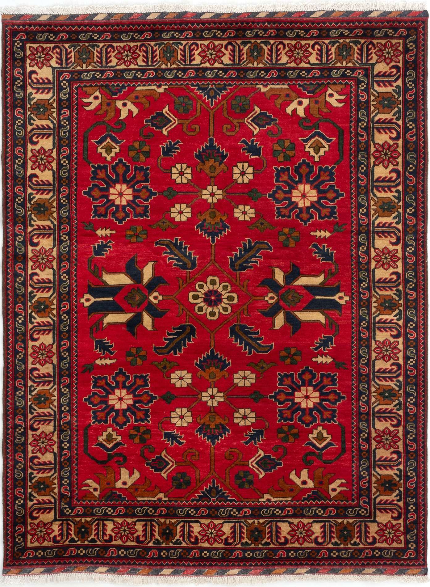 Hand-knotted Finest Kargahi Light Red Wool Rug 5'2" x 6'9" Size: 5'2" x 6'9"  