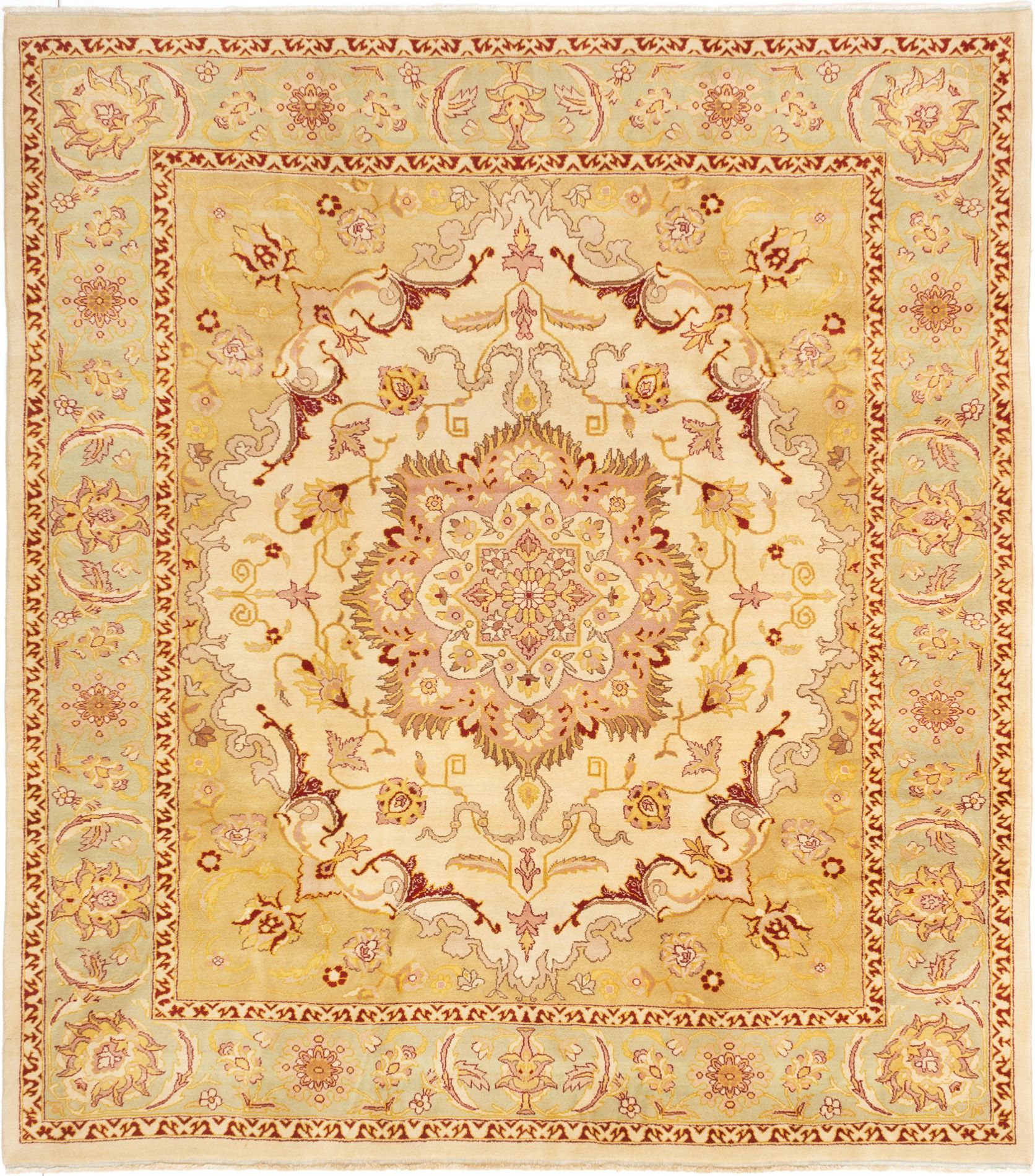 Hand-knotted Anatolian Khaki Wool Rug 7'11" x 8'9" Size: 7'11" x 8'9"  