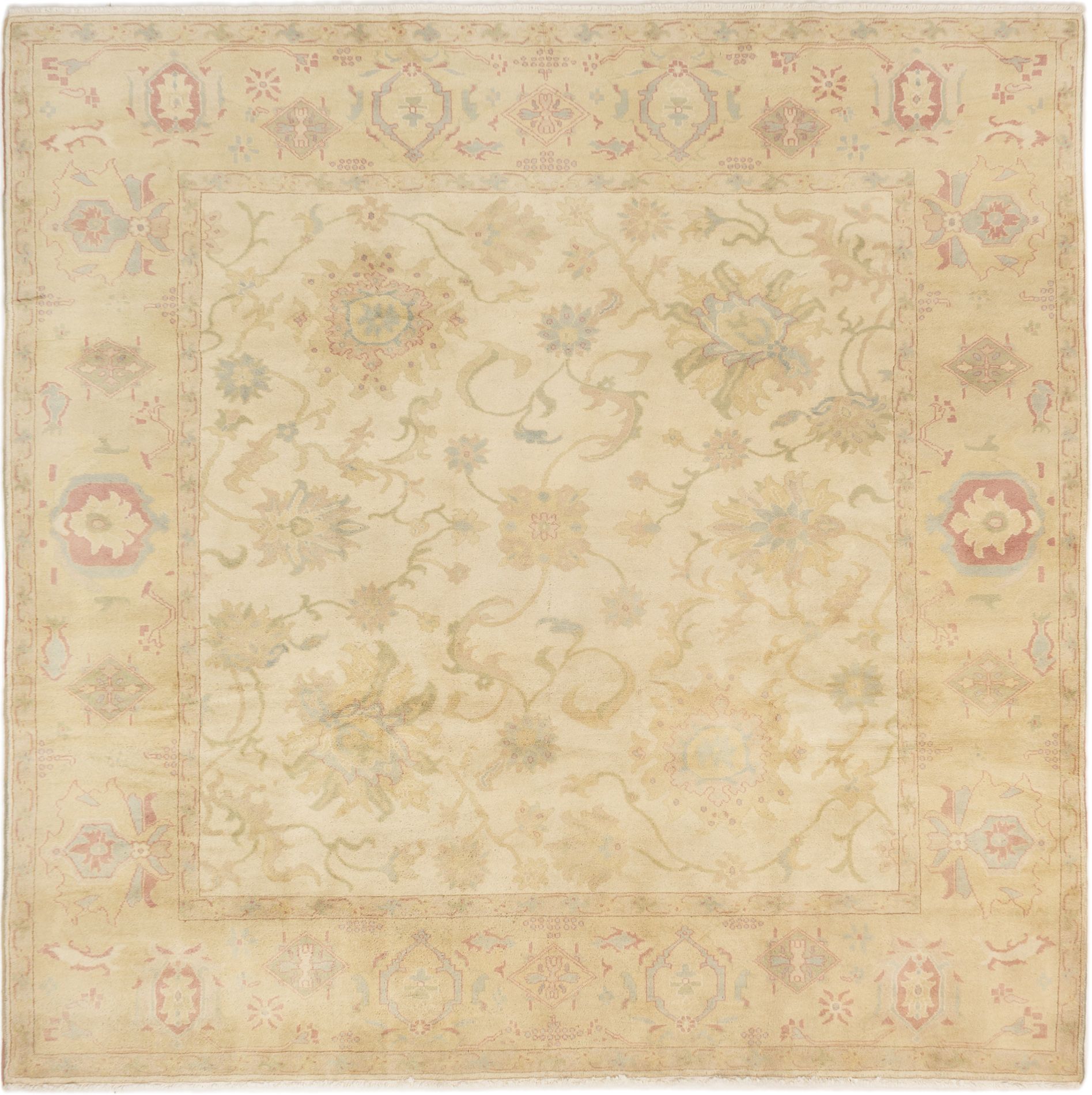 Hand-knotted Authentic Ushak Cream Wool Rug 8'4" x 8'4" Size: 8'4" x 8'4"  