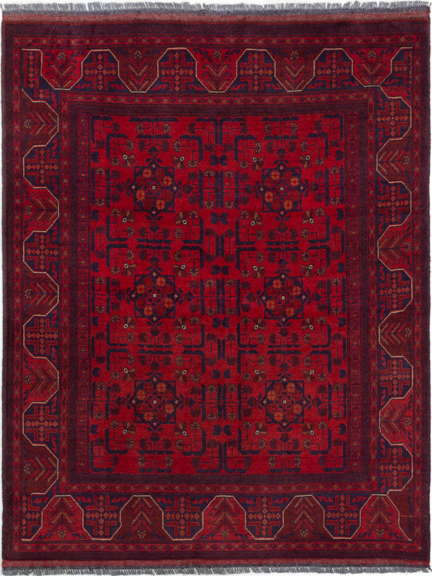 Hand-knotted Finest Khal Mohammadi Red Wool Rug 4'10" x 6'2"  Size: 4'10" x 6'2"  