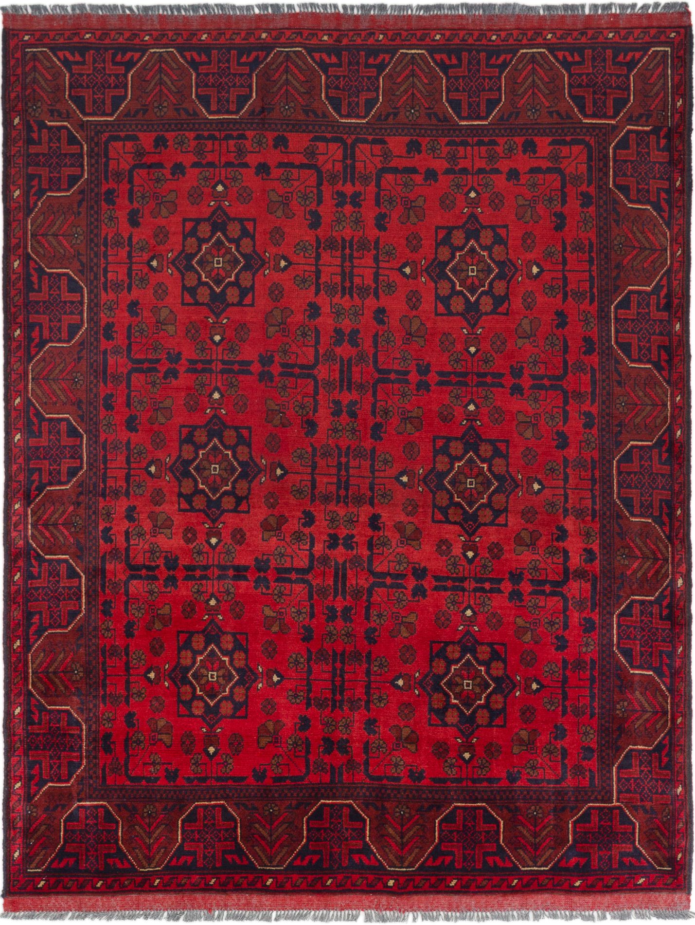 Hand-knotted Finest Khal Mohammadi Red Wool Rug 4'11" x 6'5"  Size: 4'11" x 6'5"  