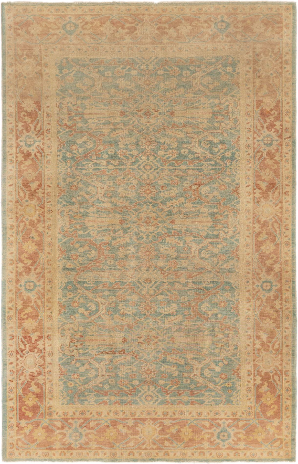 Hand-knotted Keisari Teal Wool Rug 5'2" x 8'1" Size: 5'2" x 8'1"  