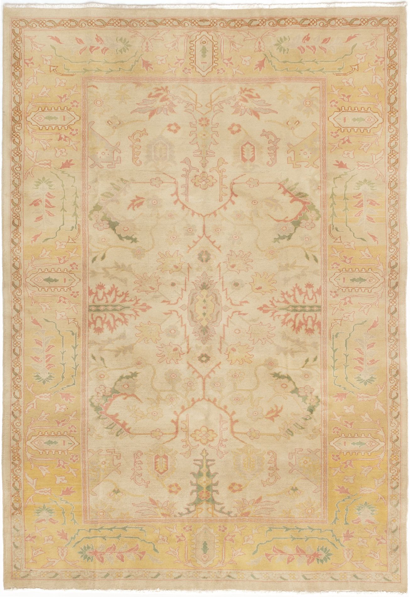 Hand-knotted Keisari Cream Wool Rug 6'1" x 8'10" Size: 6'1" x 8'10"  