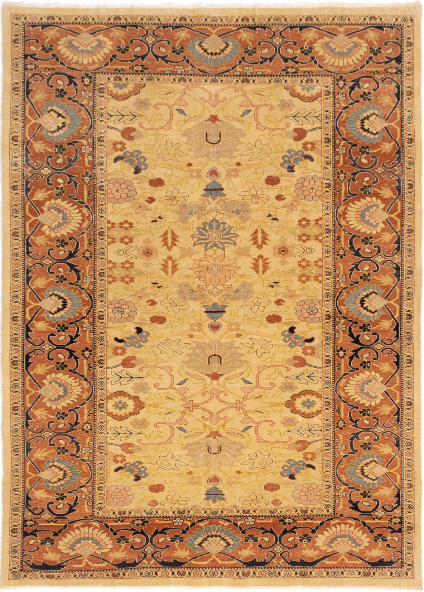 Hand-knotted Keisari Ivory Wool Rug 6'3" x 8'10" Size: 6'3" x 8'10"  