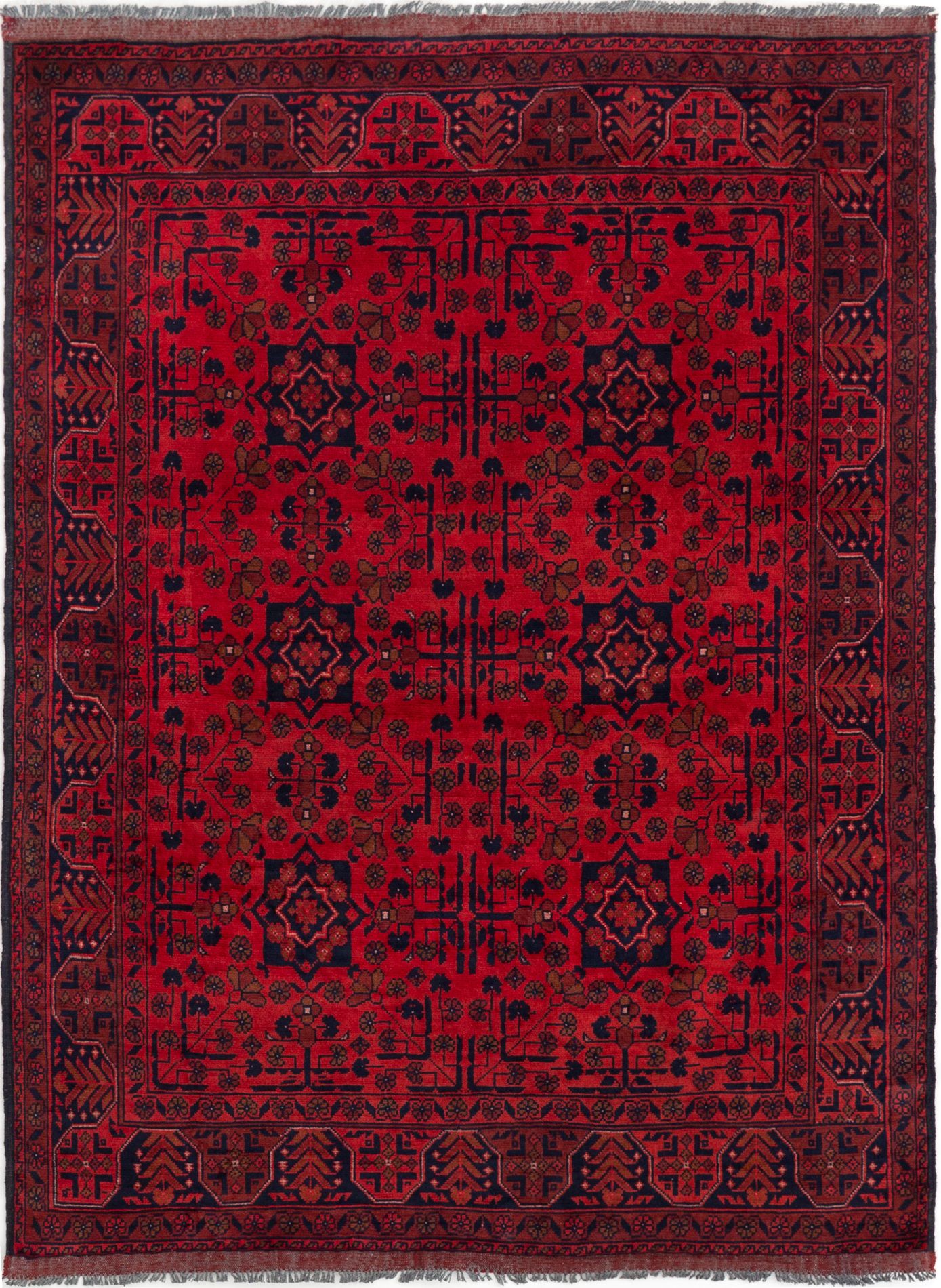 Hand-knotted Finest Khal Mohammadi Red Wool Rug 4'9" x 6'6" Size: 4'9" x 6'6"  