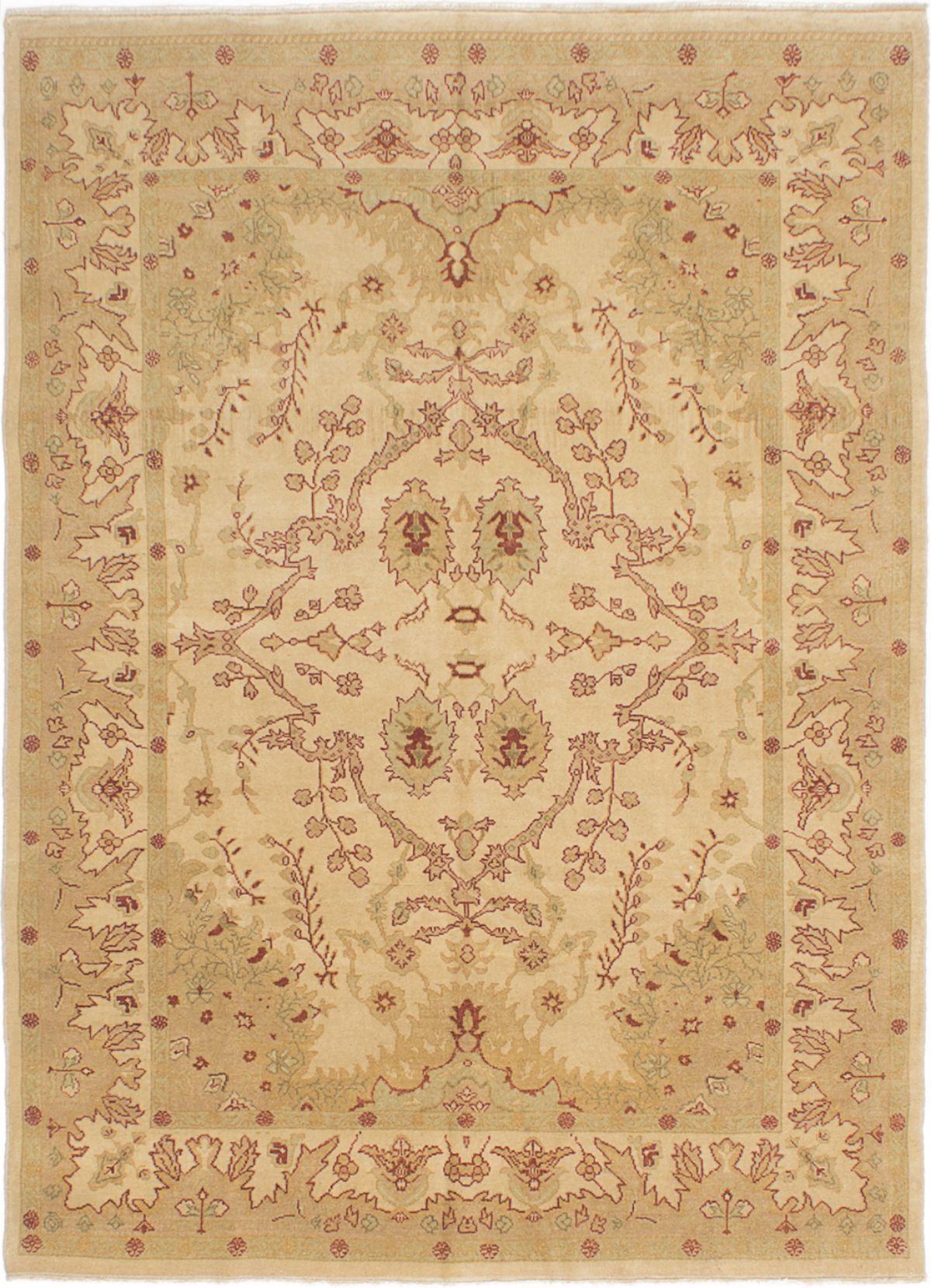 Hand-knotted Anatolian Authentic Cream Wool Rug 5'6" x 7'7" Size: 5'6" x 7'7"  