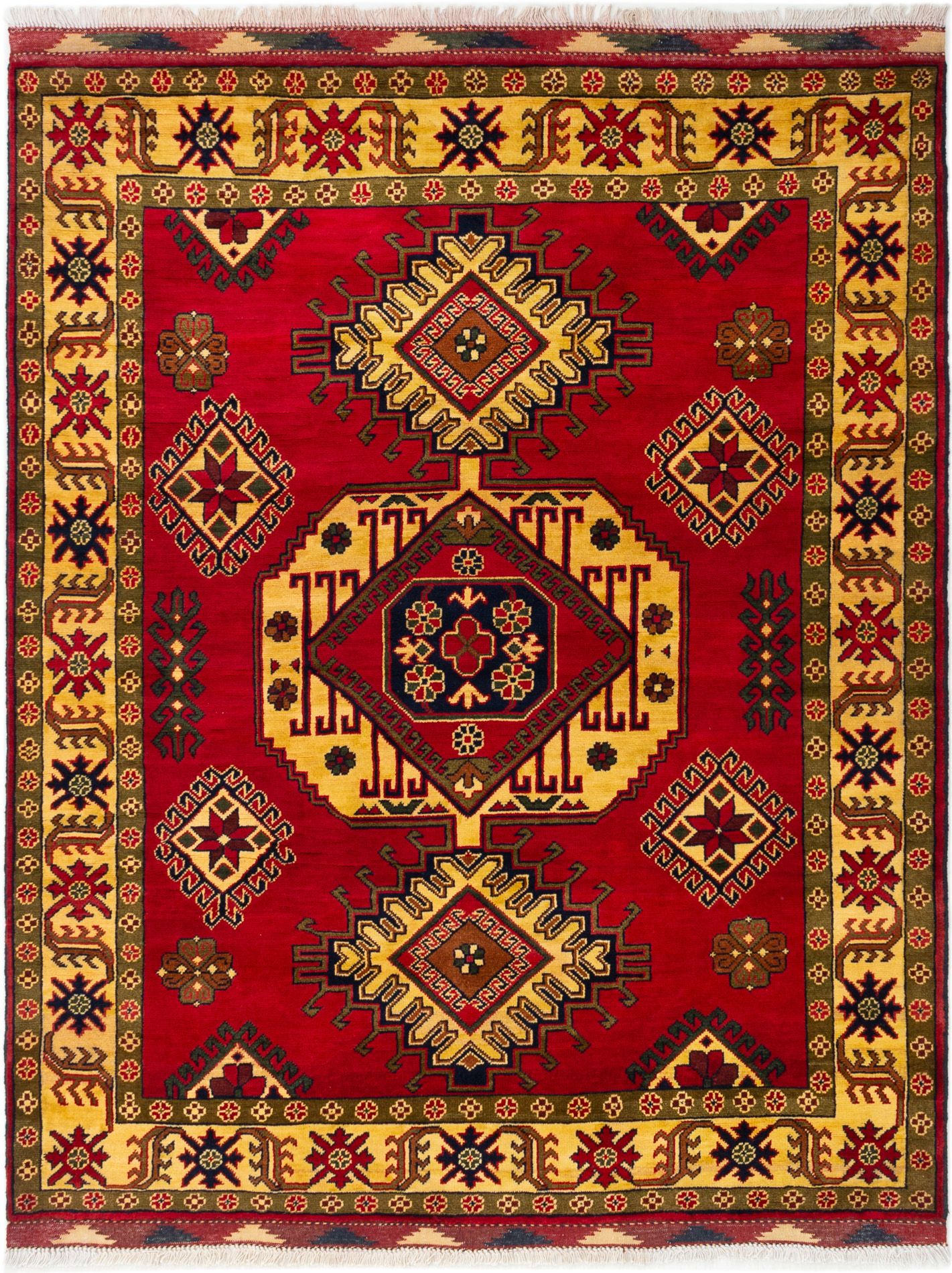 Hand-knotted Finest Kargahi Red Wool Rug 5'2" x 6'7"  Size: 5'2" x 6'7"  