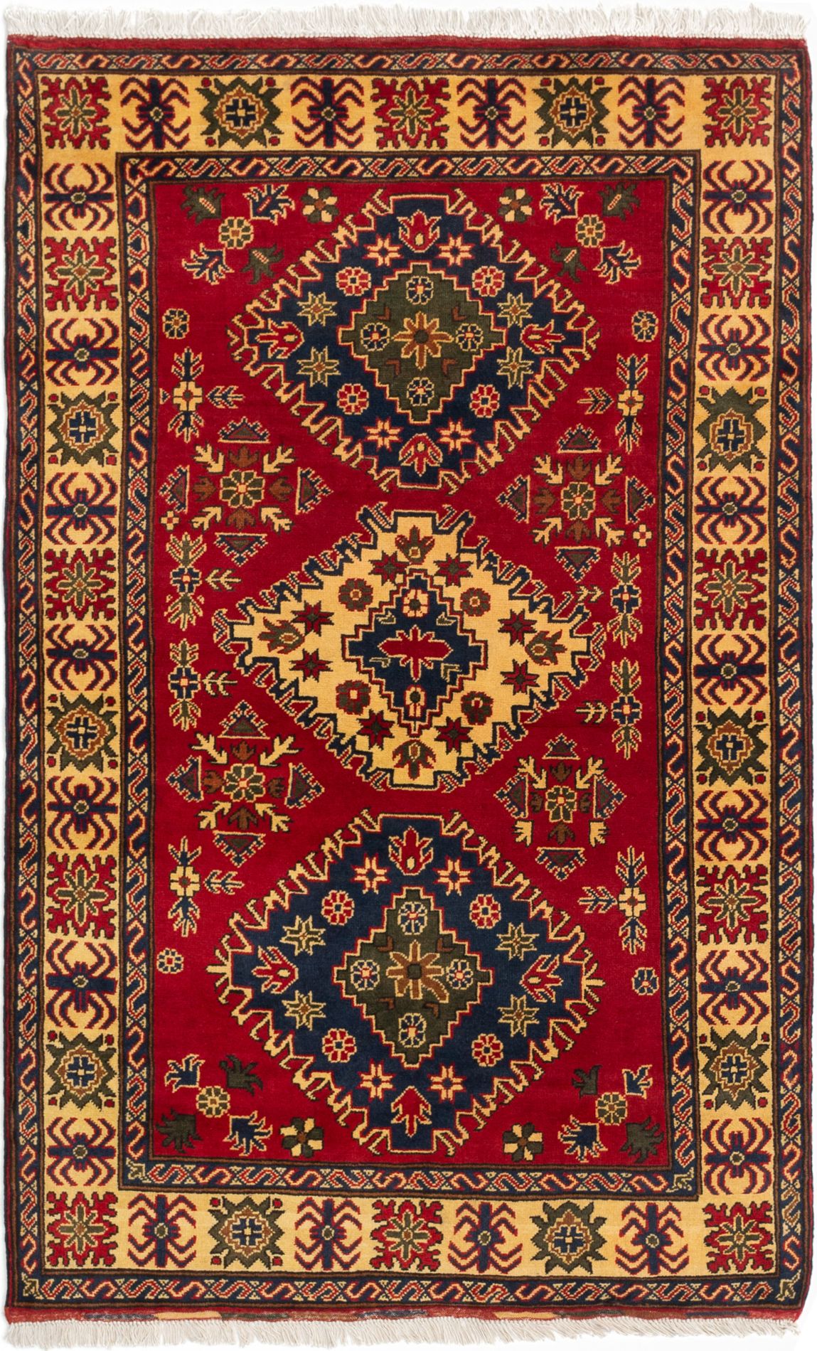 Hand-knotted Finest Kargahi Red Wool Rug 4'0" x 6'5" Size: 4'0" x 6'5"  