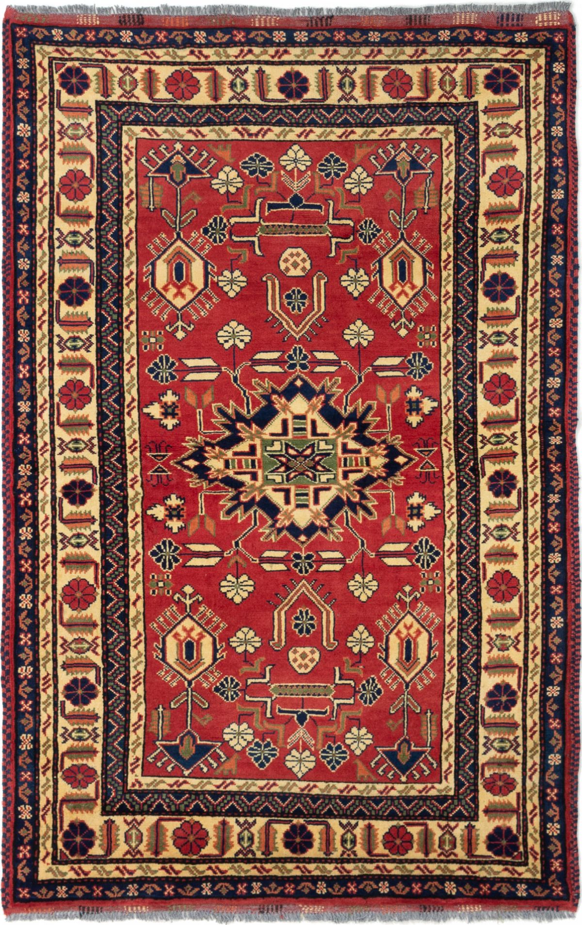 Hand-knotted Finest Kargahi Red Wool Rug 3'10" x 6'1" Size: 3'10" x 6'1"  