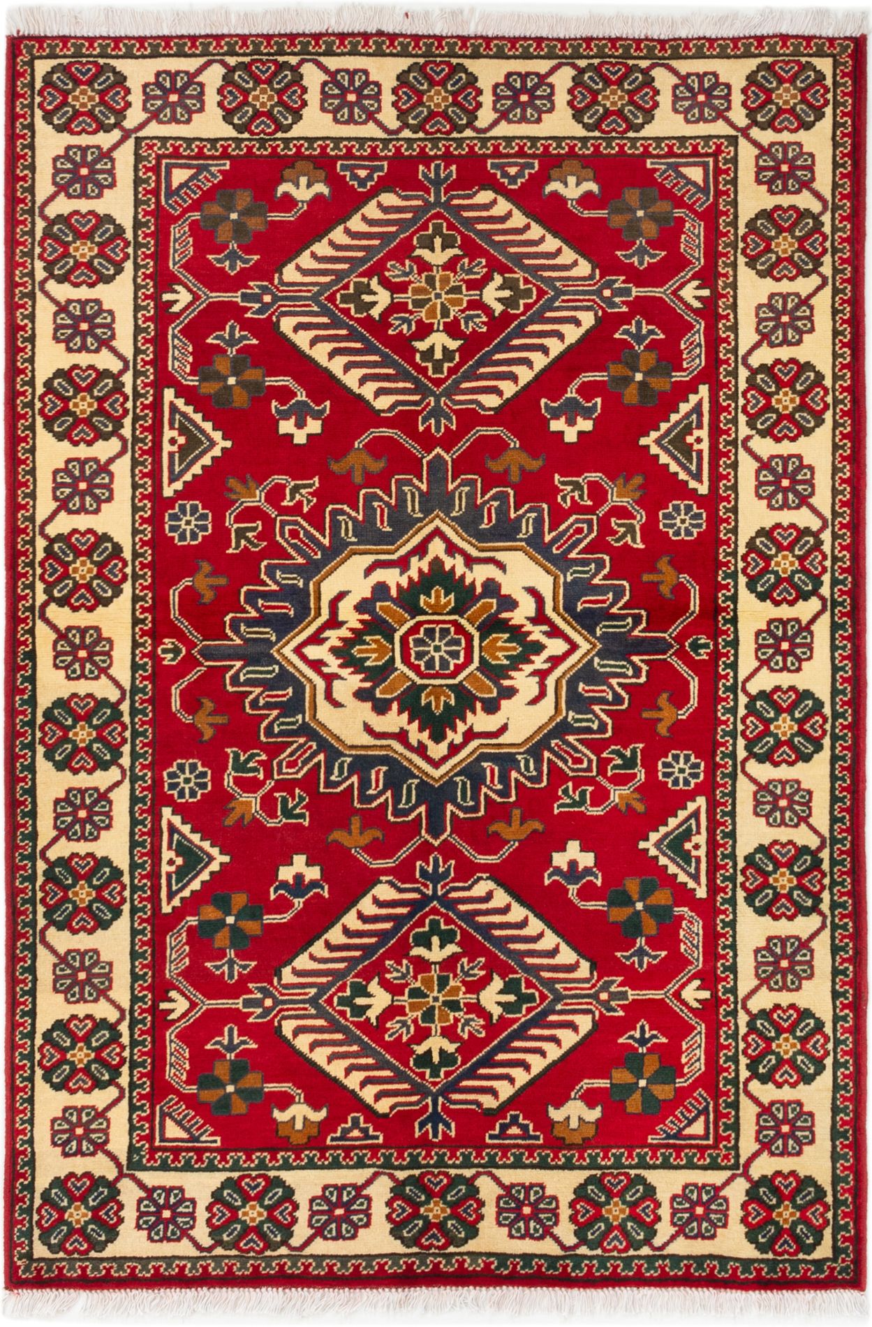 Hand-knotted Finest Kargahi Red Wool Rug 3'11" x 5'9" Size: 3'11" x 5'9"  