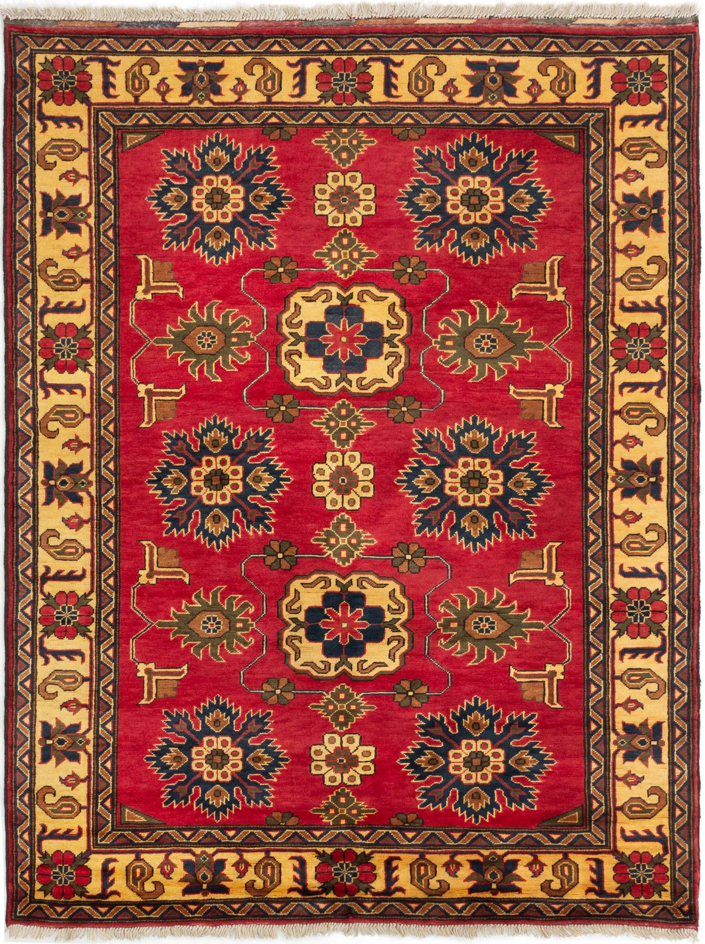 Hand-knotted Finest Kargahi Red Wool Rug 5'0" x 6'6" Size: 5'0" x 6'6"  