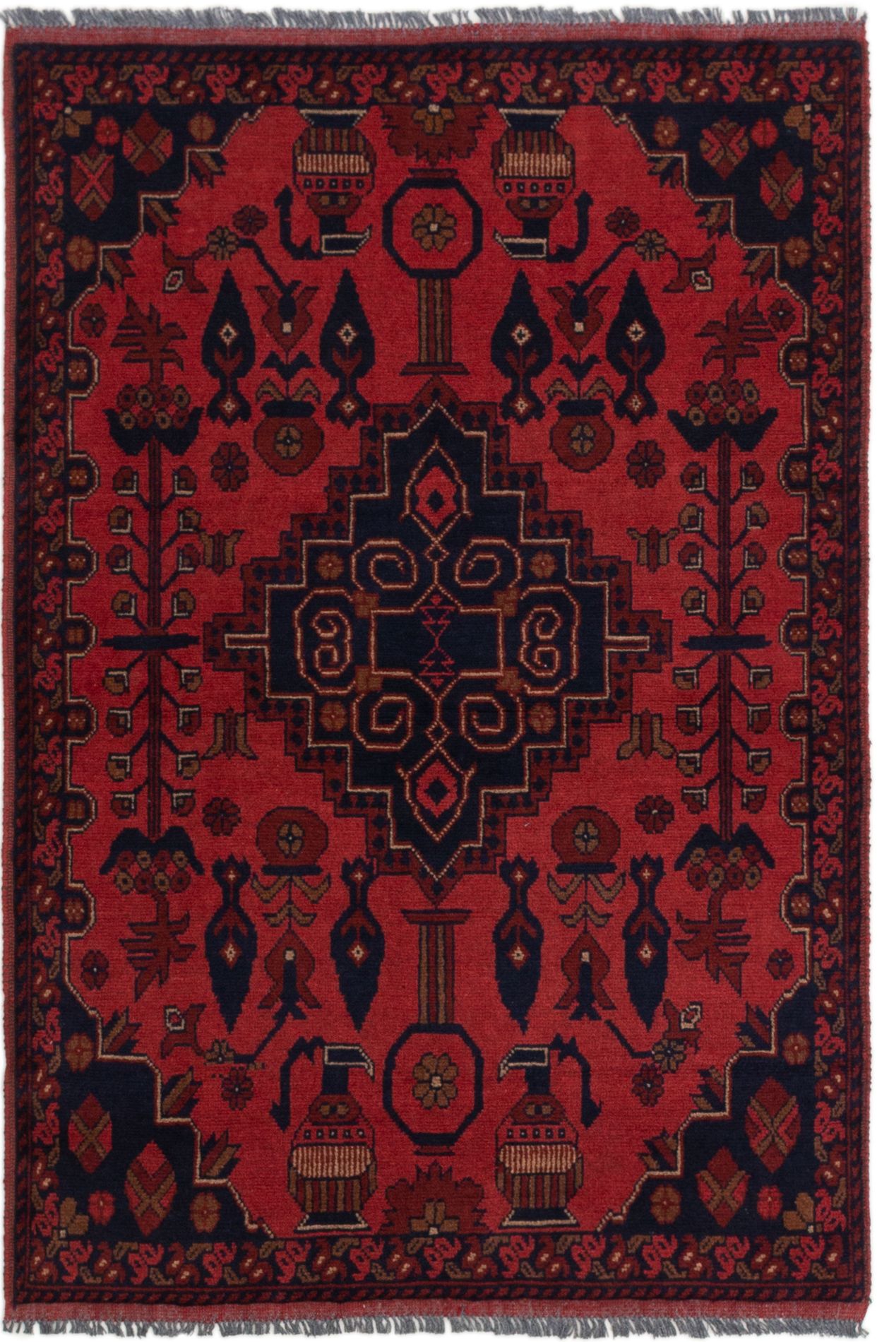 Hand-knotted Finest Khal Mohammadi Red Wool Rug 3'3" x 4'9" (14) Size: 3'3" x 4'9"  