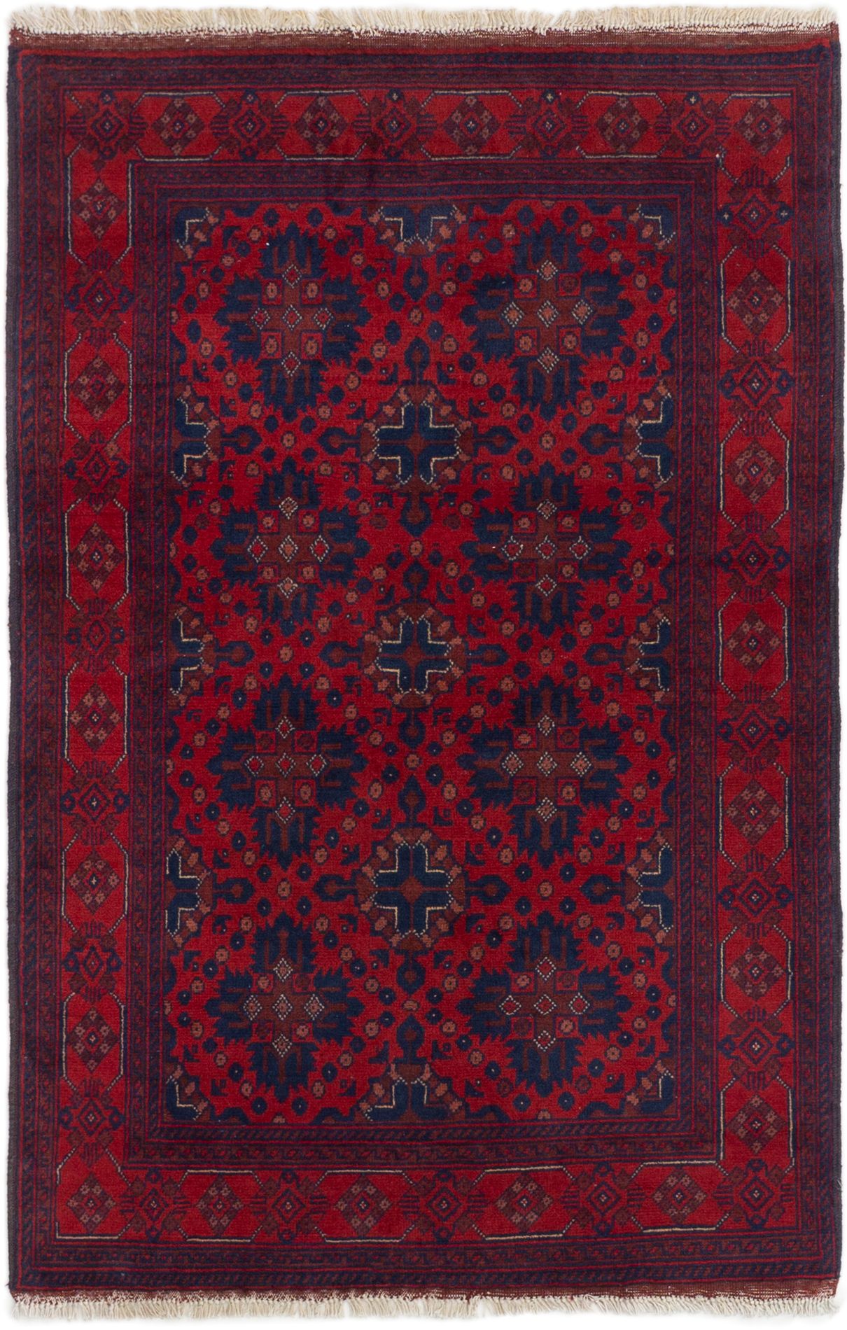 Hand-knotted Finest Khal Mohammadi Red Wool Rug 3'2" x 4'9"  Size: 3'2" x 4'9"  
