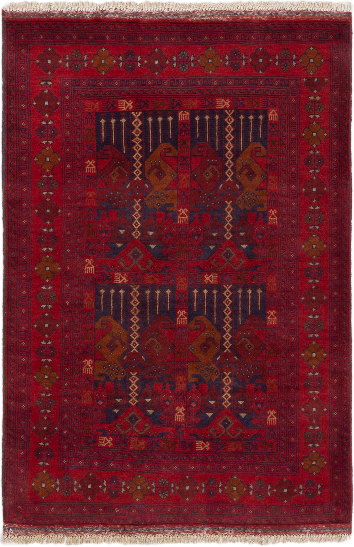 Hand-knotted Finest Khal Mohammadi Red Wool Rug 3'5" x 5'0" (15) Size: 3'5" x 5'0"  