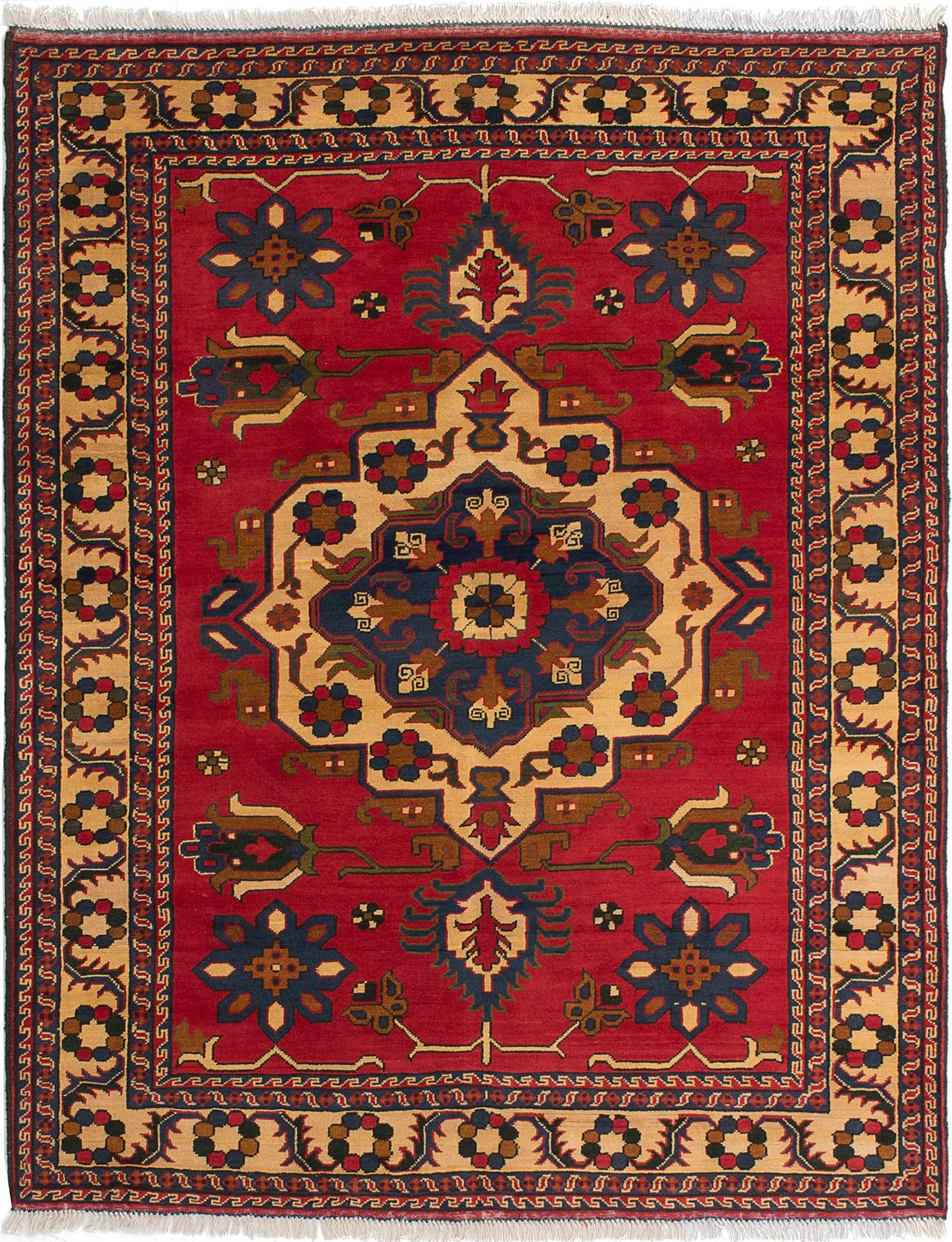Hand-knotted Finest Kargahi Red Wool Rug 5'1" x 6'7"  Size: 5'1" x 6'7"  