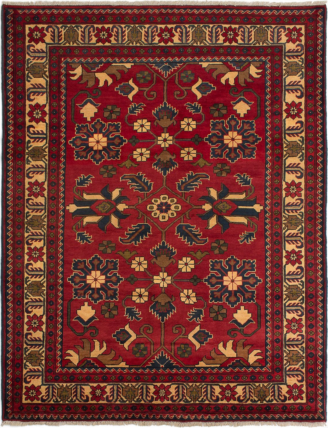 Hand-knotted Finest Kargahi Dark Red Wool Rug 5'1" x 6'8" Size: 5'1" x 6'8"  