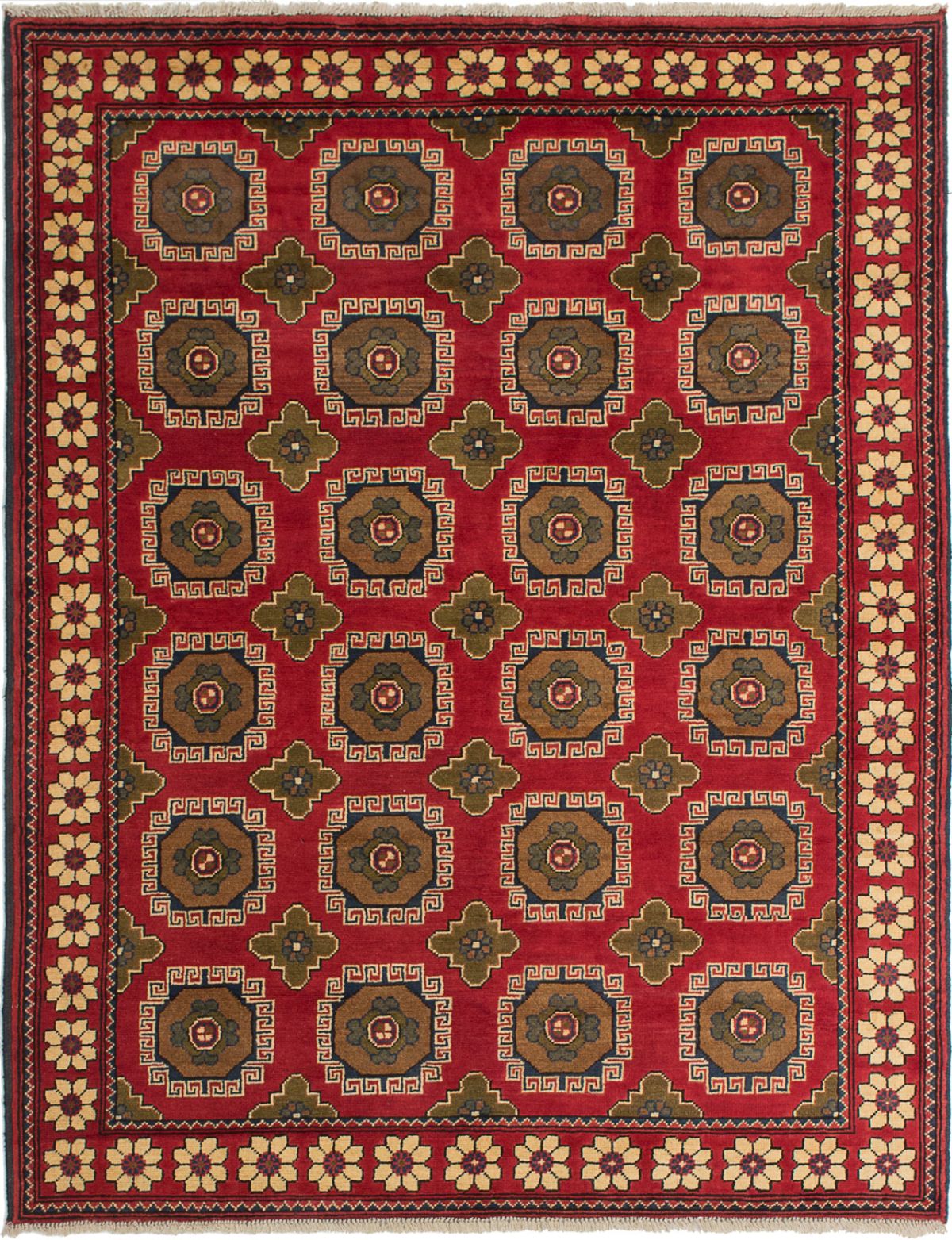 Hand-knotted Finest Kargahi Red Wool Rug 5'0" x 6'6"  Size: 5'0" x 6'6"  