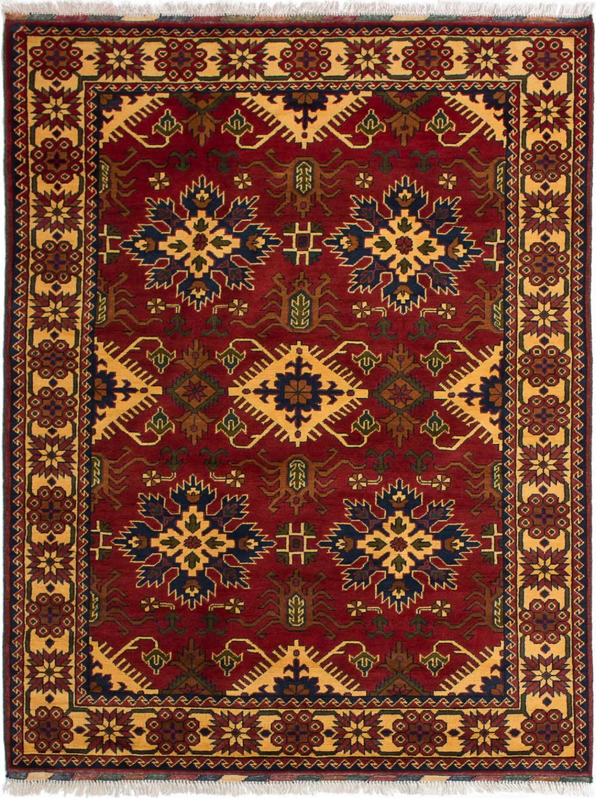 Hand-knotted Finest Kargahi Dark Red Wool Rug 5'1" x 6'7" Size: 5'1" x 6'7"  
