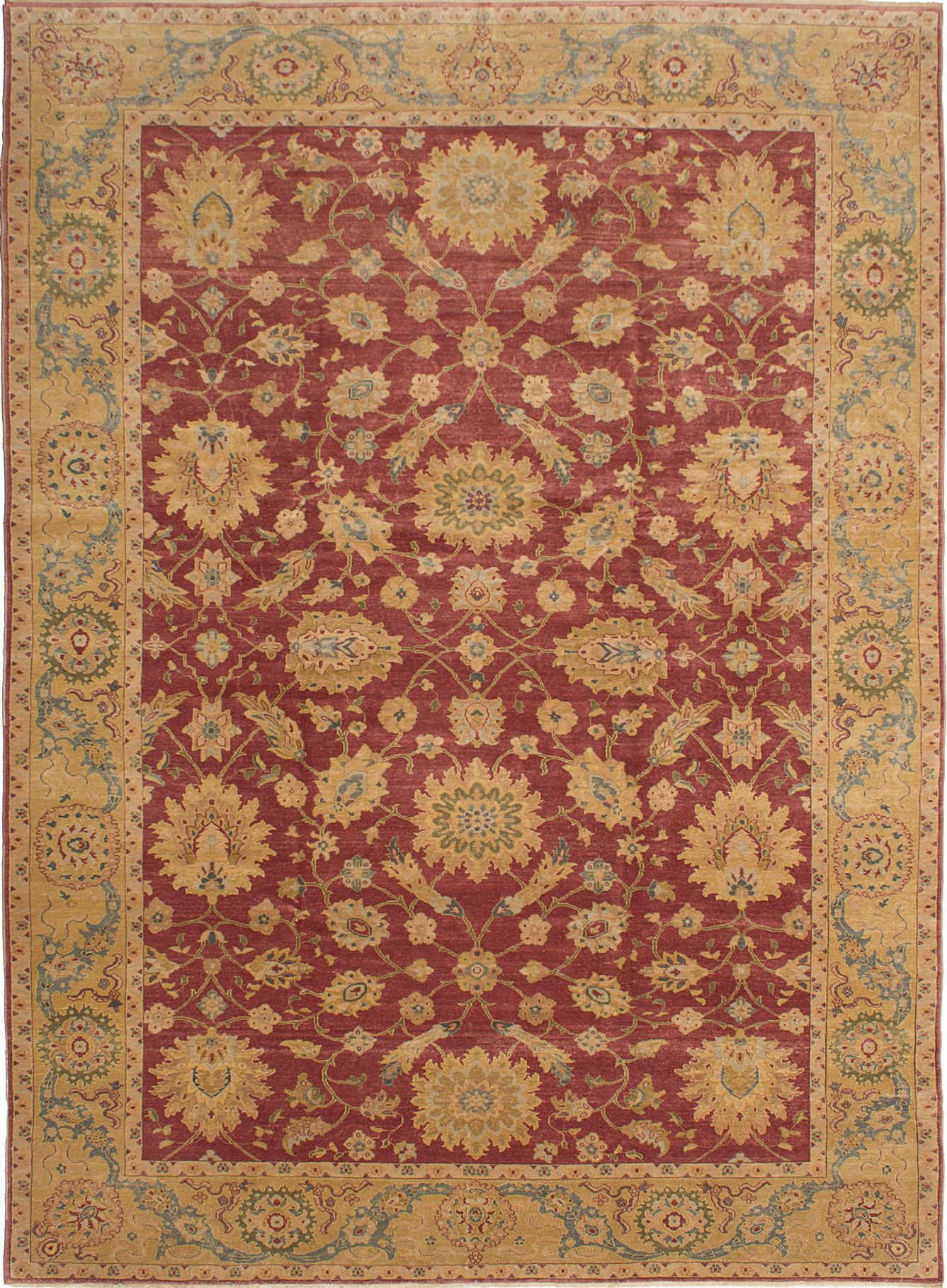 Hand-knotted Authentic Ushak Burgundy Wool Rug 10'1" x 13'9" Size: 10'1" x 13'9"  