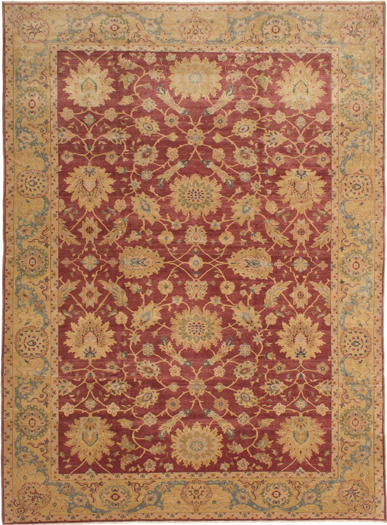 Hand-knotted Authentic Ushak Burgundy Wool Rug 10'0" x 13'8" Size: 10'0" x 13'8"  