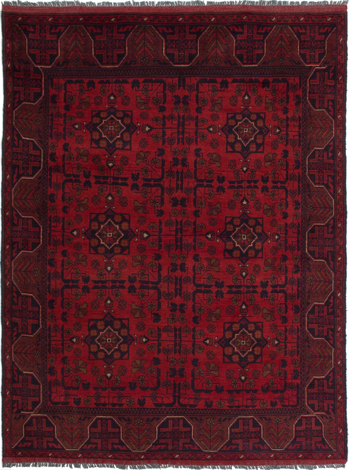 Hand-knotted Finest Khal Mohammadi Red Wool Rug 4'10" x 6'3"  Size: 4'10" x 6'3"  